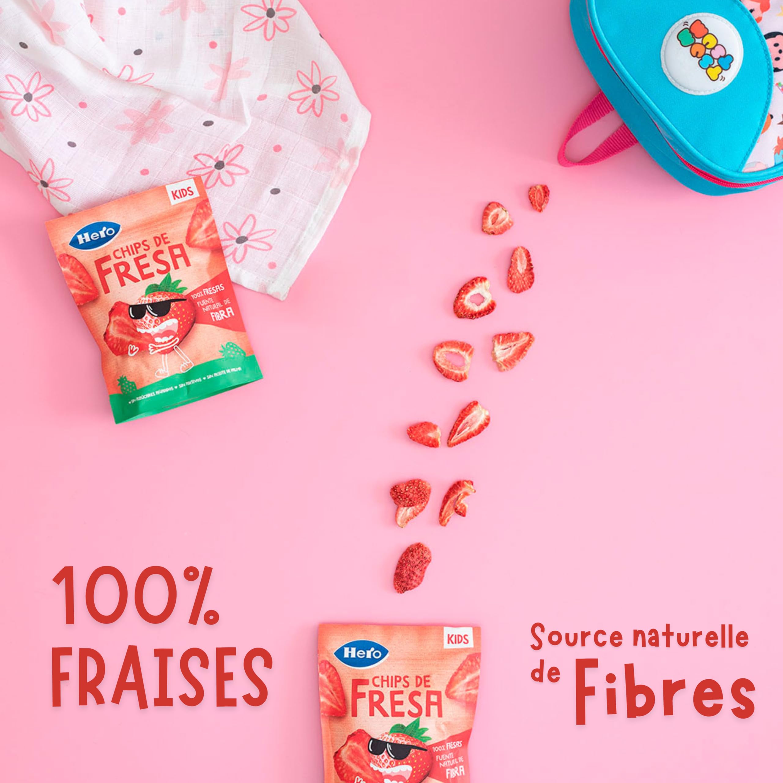 Goodies, Snack pour Enfants, Chips de Fraise,100% Fraises, Sans Sucres Ajoutés, Source Naturelle de Fibres, Produit Écologique, Lot de 12 x 12g