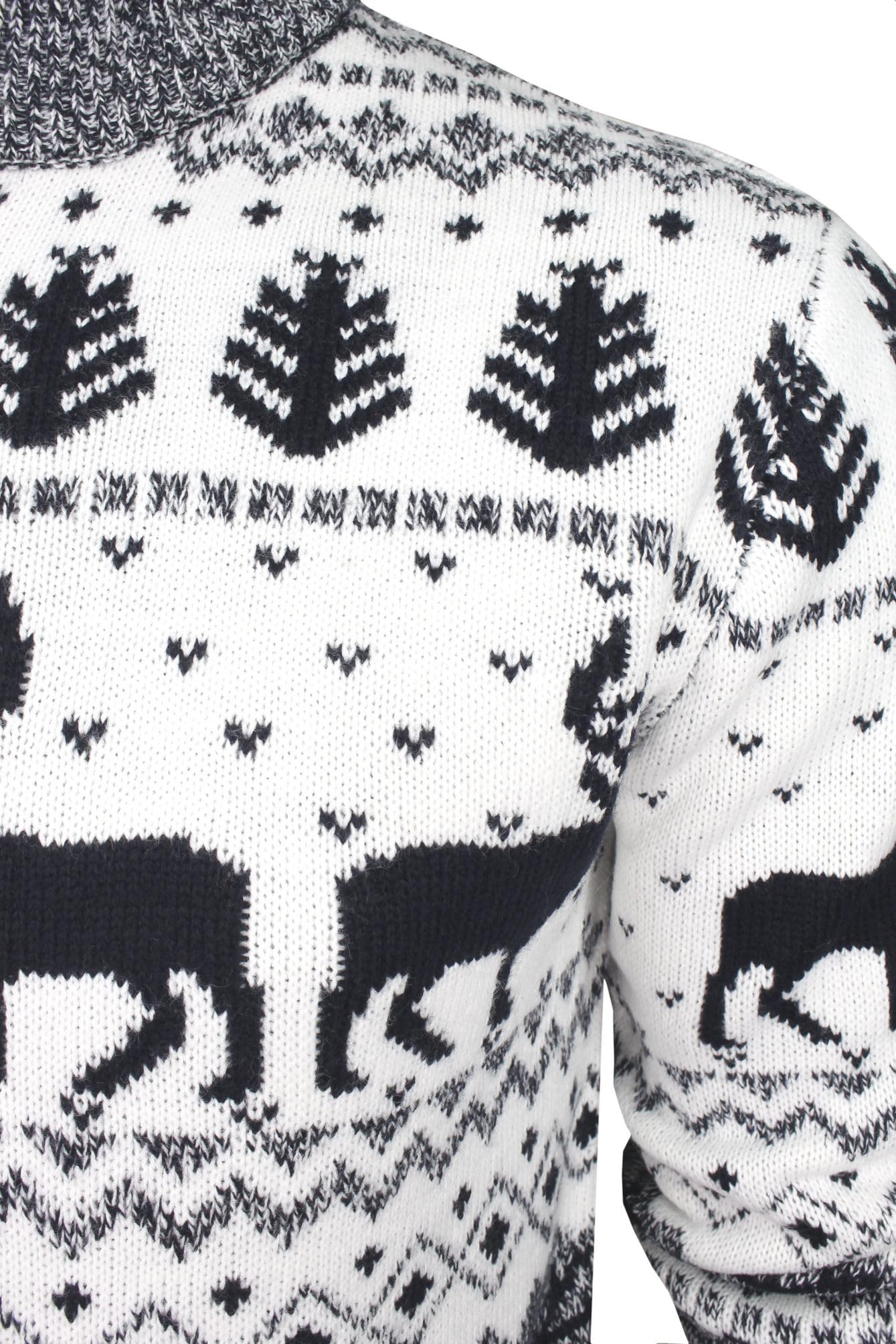Xact Maglione Natalizio da Uomo con Zip a 1/4 con Tradizionale Motivo Festivo Fairisle