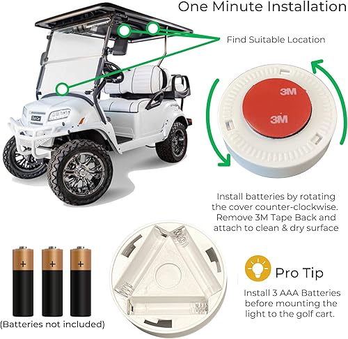 Miniatura 6 de Paquete de 2 unidades universales para carrito de golf en cualquier lugar, luz LED de un solo toque para Club Car, adelante, precedente, EZGO,