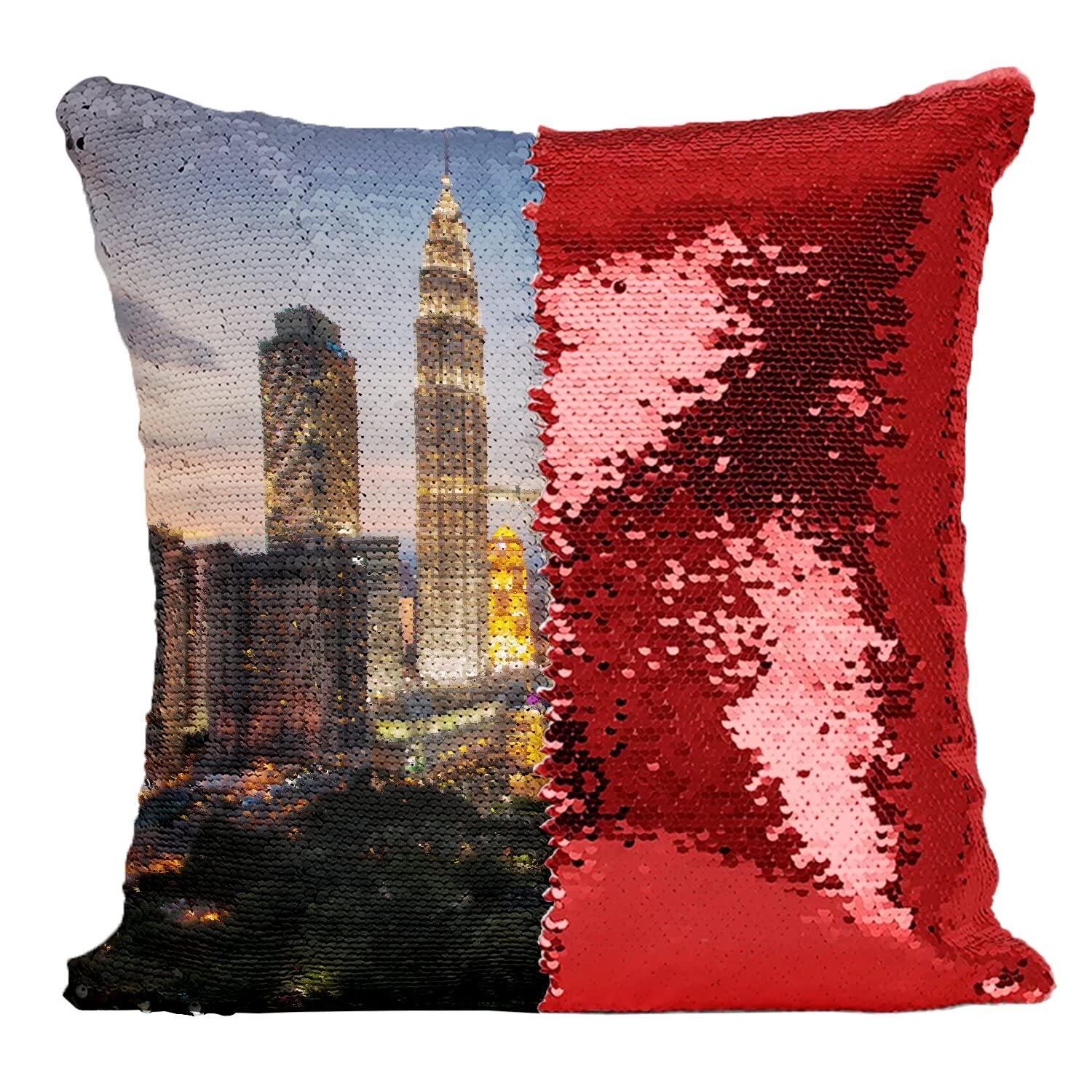 Coussin paillettes rouge Kuala Lumpur pour illuminer vos soirees au salon