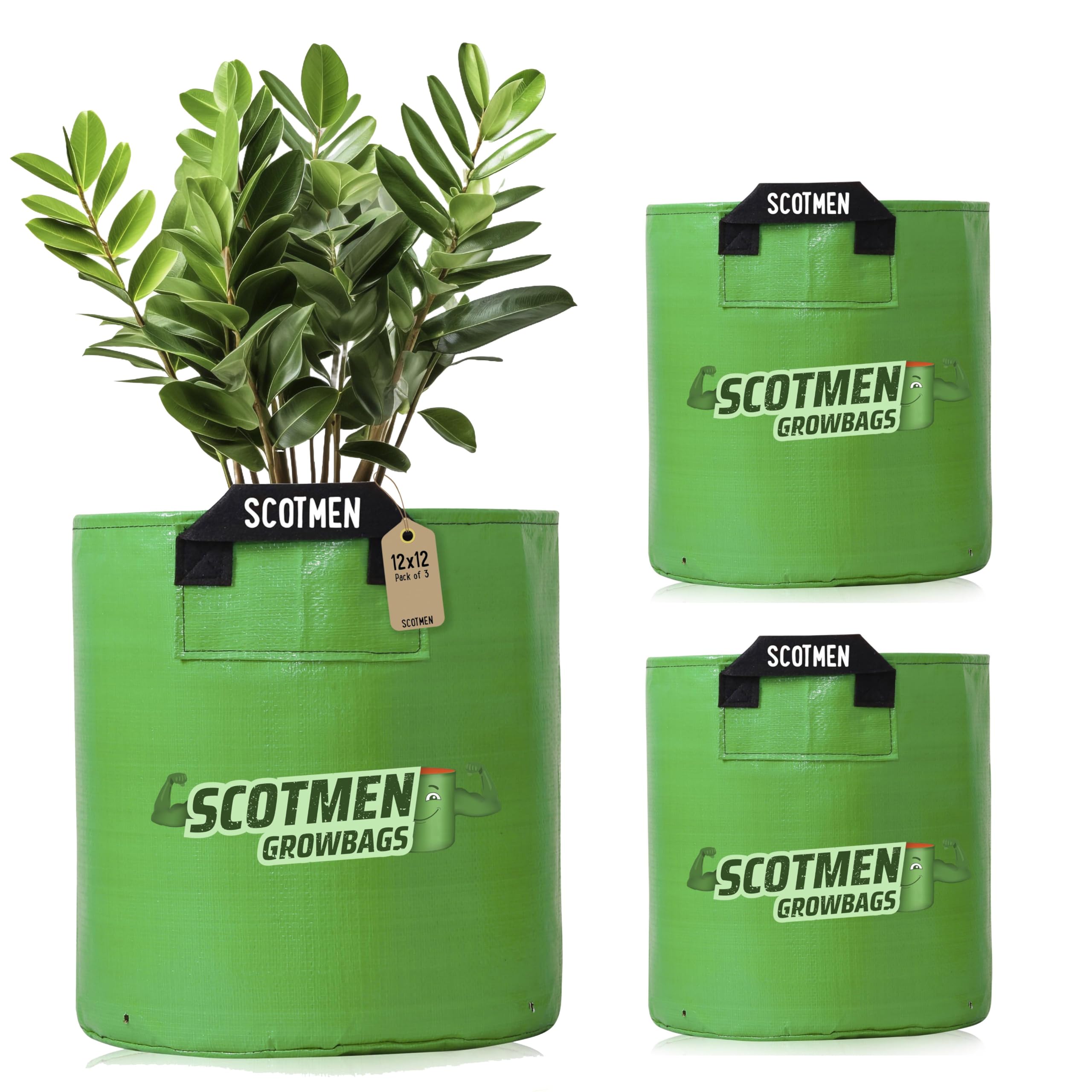 SCOTMEN UV Treated Terrace Gardening Grow Bag with Black Handle Plant Bag for Home Garden Suitable for Vegetable Gardening, 12 X 12 Inch, Pack of 3 (B0CTXCK9RP) Amazon Price History, Amazon Price Tracker