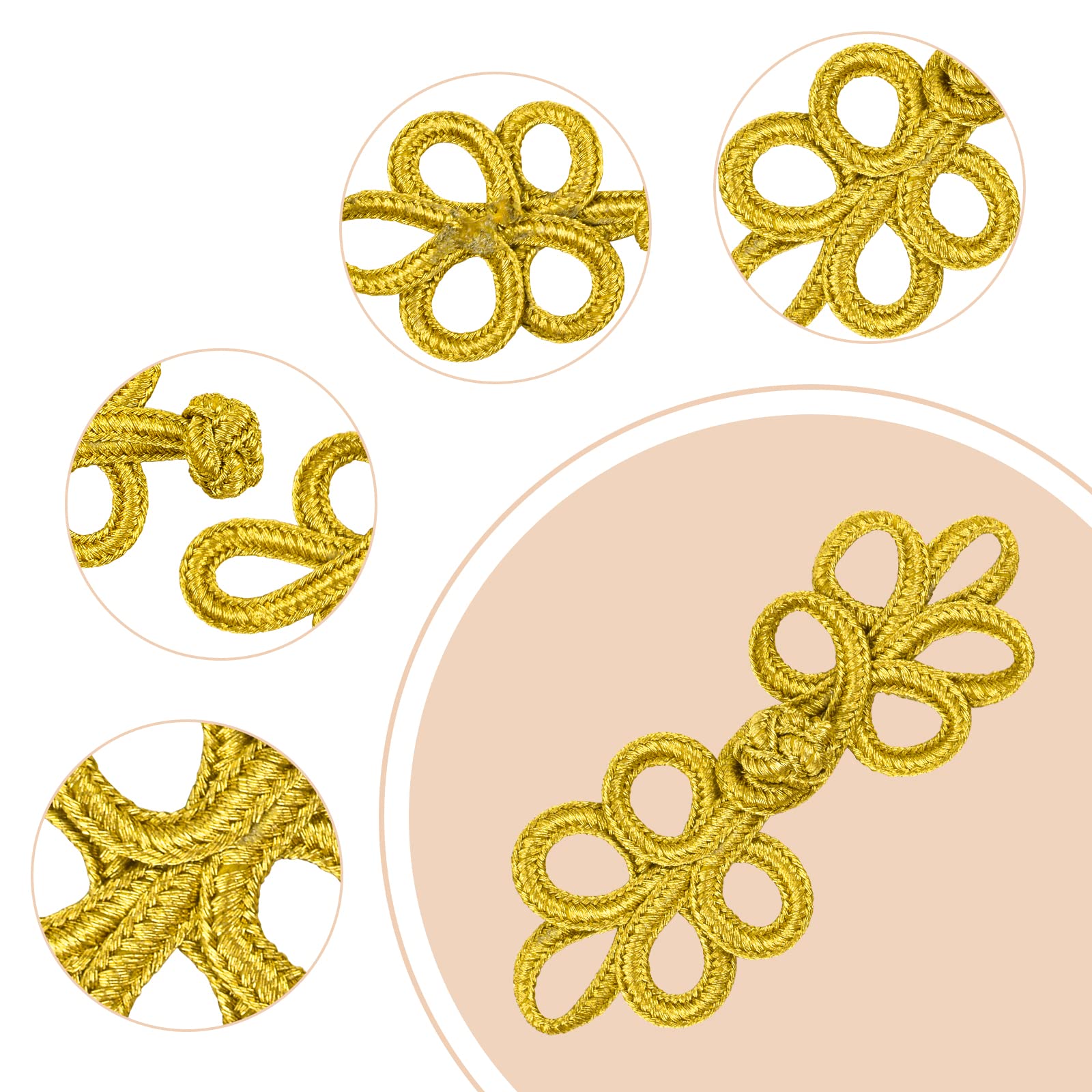 Bottoni A Nodo Cinese - 10 Paia Per Abiti Tradizionali Come Cheongsam E Tang - Foto 2