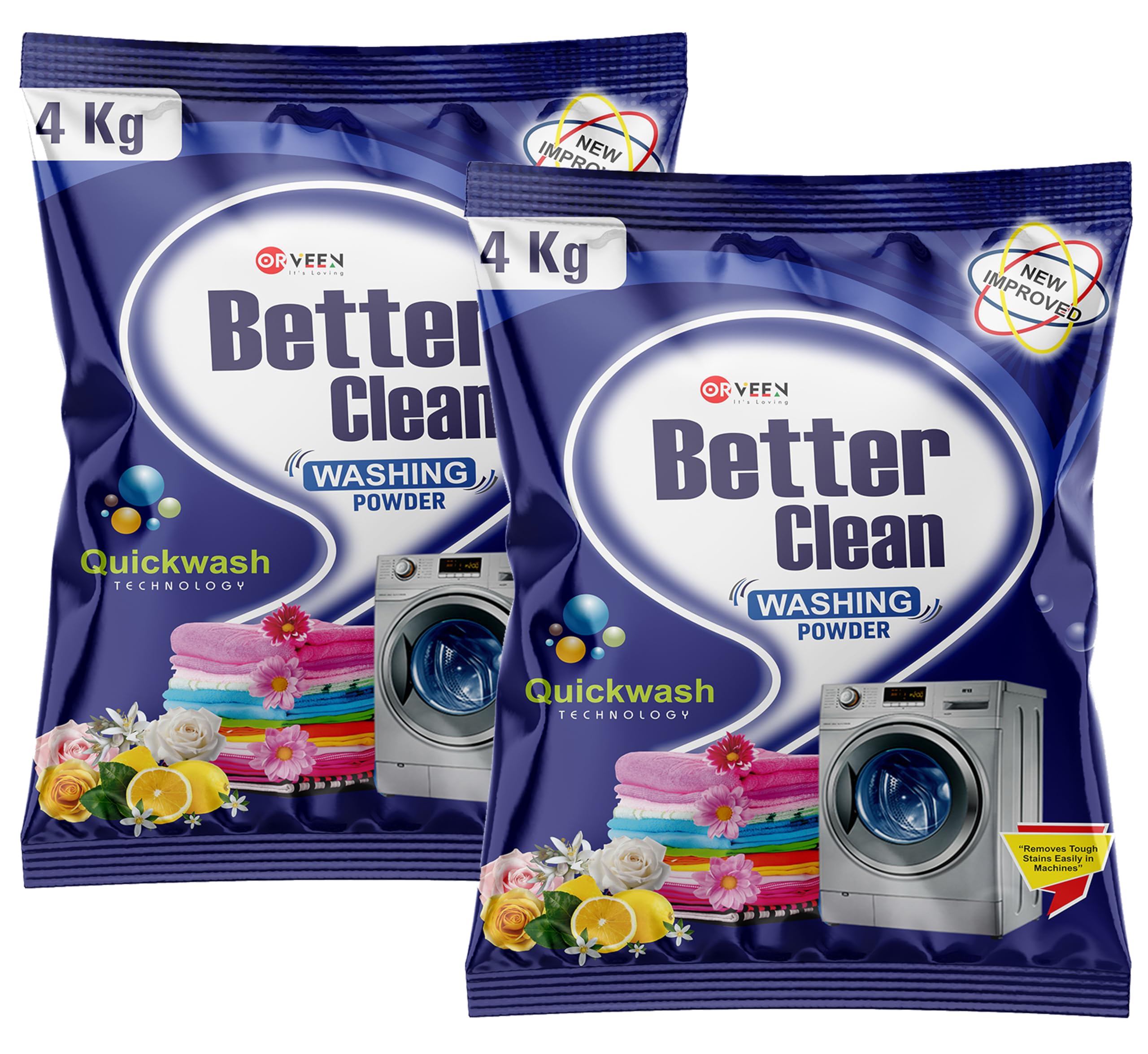 Orveen Better Clean Detergent Washing Powder 4 + 4 kg | Double Power Premium Detergent Powder | Dissolves Easily (B0D633F26M) Amazon Price History, Amazon Price Tracker