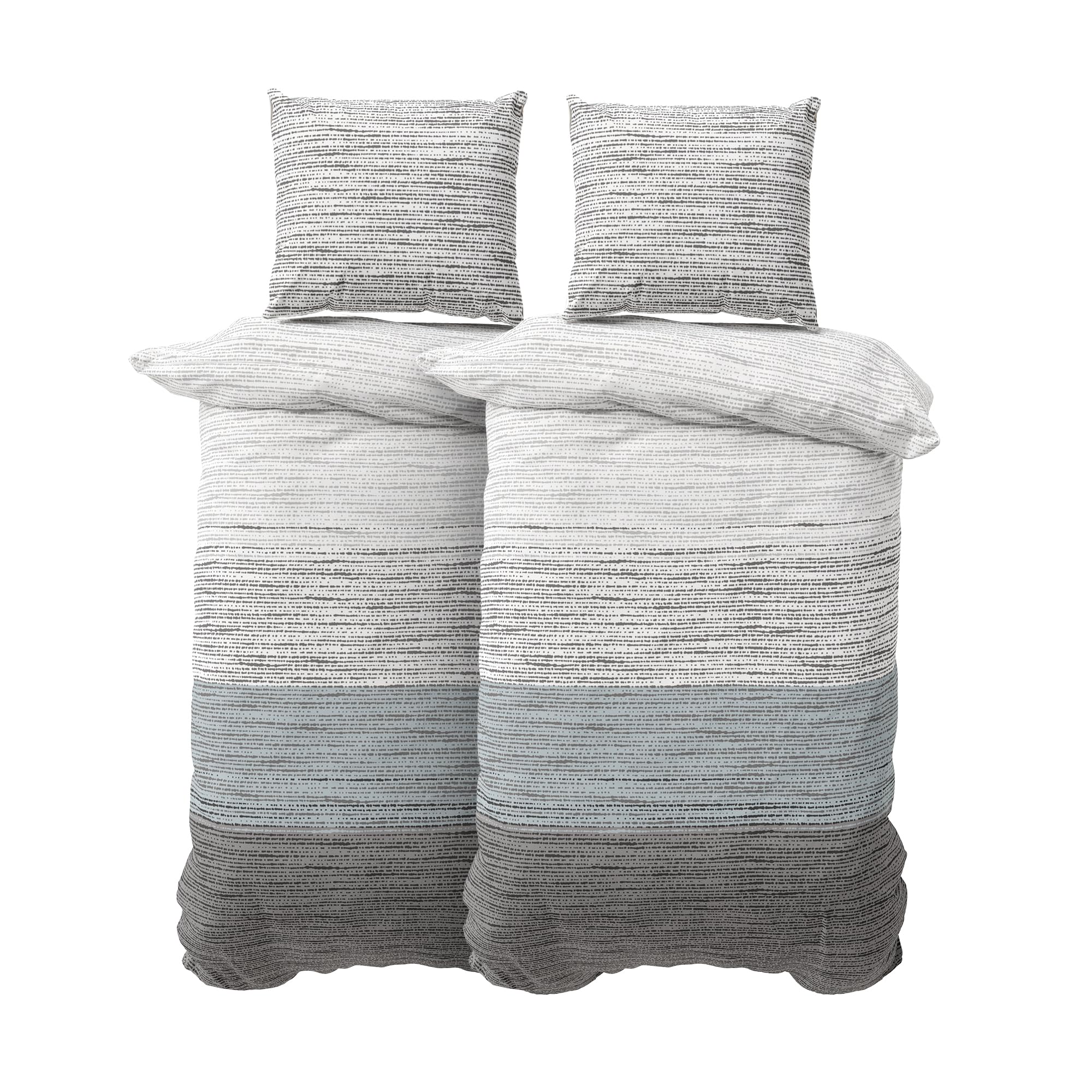 DILIOS Premium Bettwäsche 135x200 4-teilig Bettbezug - Bettwäsche-Sets 135x200 cm mit 2X Kissenbezug 80x80 cm, 2X Bettbezug, Atmungsaktive Baumwolle mit Reißverschluss, Bettwäsche Set Grau Blau Weich