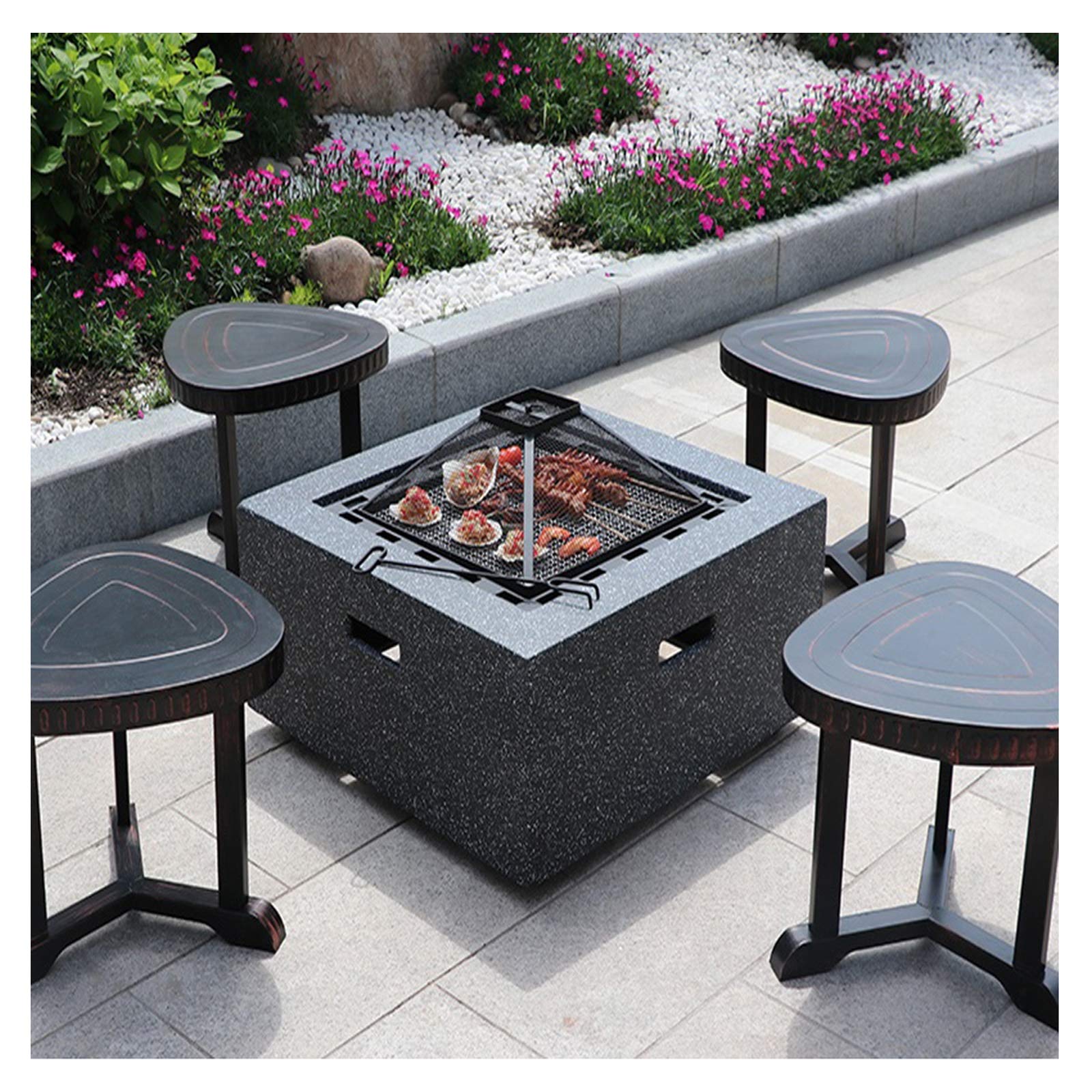 Braciere da Esterno Tavolo per Il Tempo Libero del Barbecue del Giardino del Giardino, Ciotola di Fuoco Bruciante del Legno All'aperto, Camino per Il Riscaldamento All'aperto, 71 Cm / 28 "