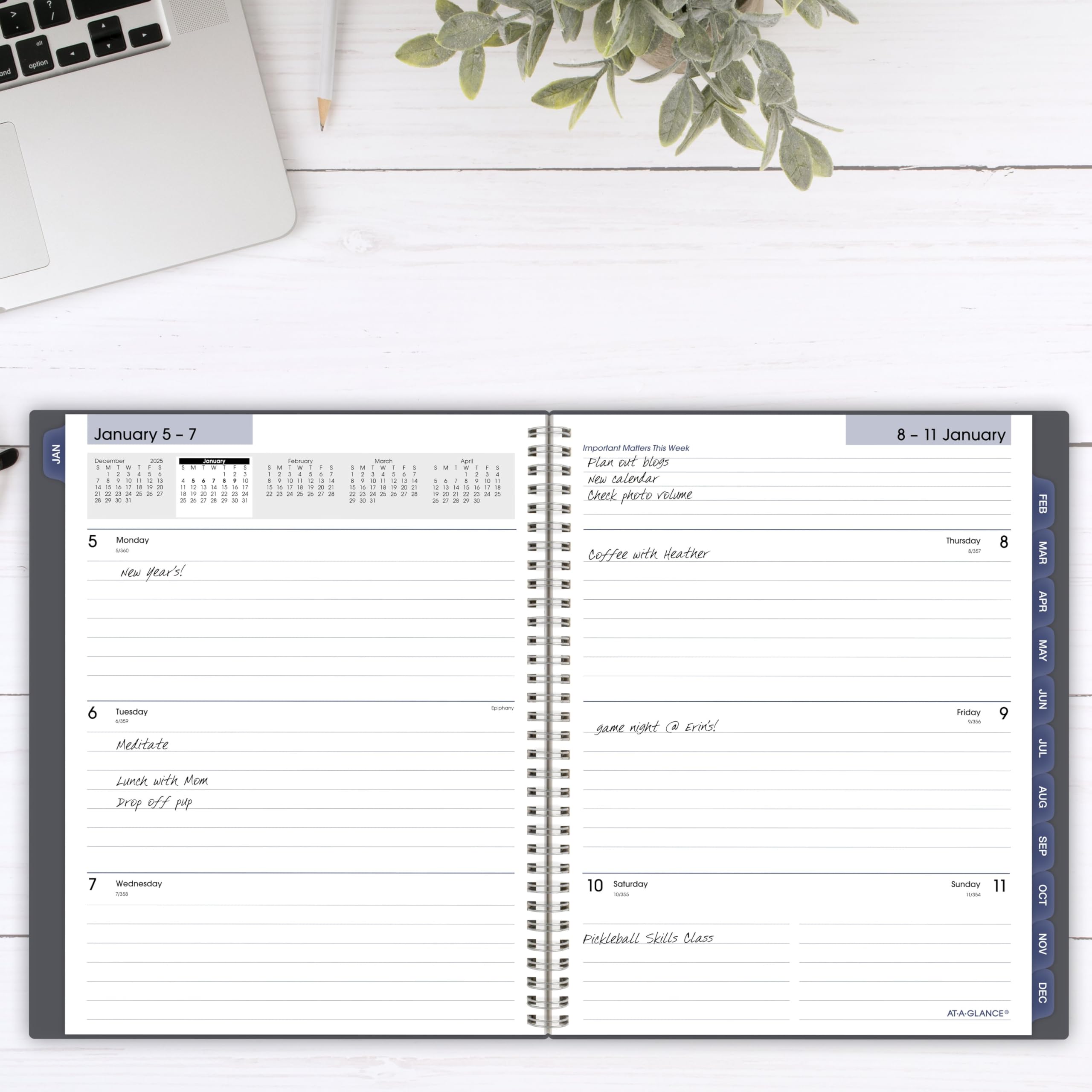 AT-A-GLANCE Agenda 2026, settimanale e mensile, 20,5 x 28 cm, grande, rilegatura a spirale, DayMinder, grigio (GC5450726)