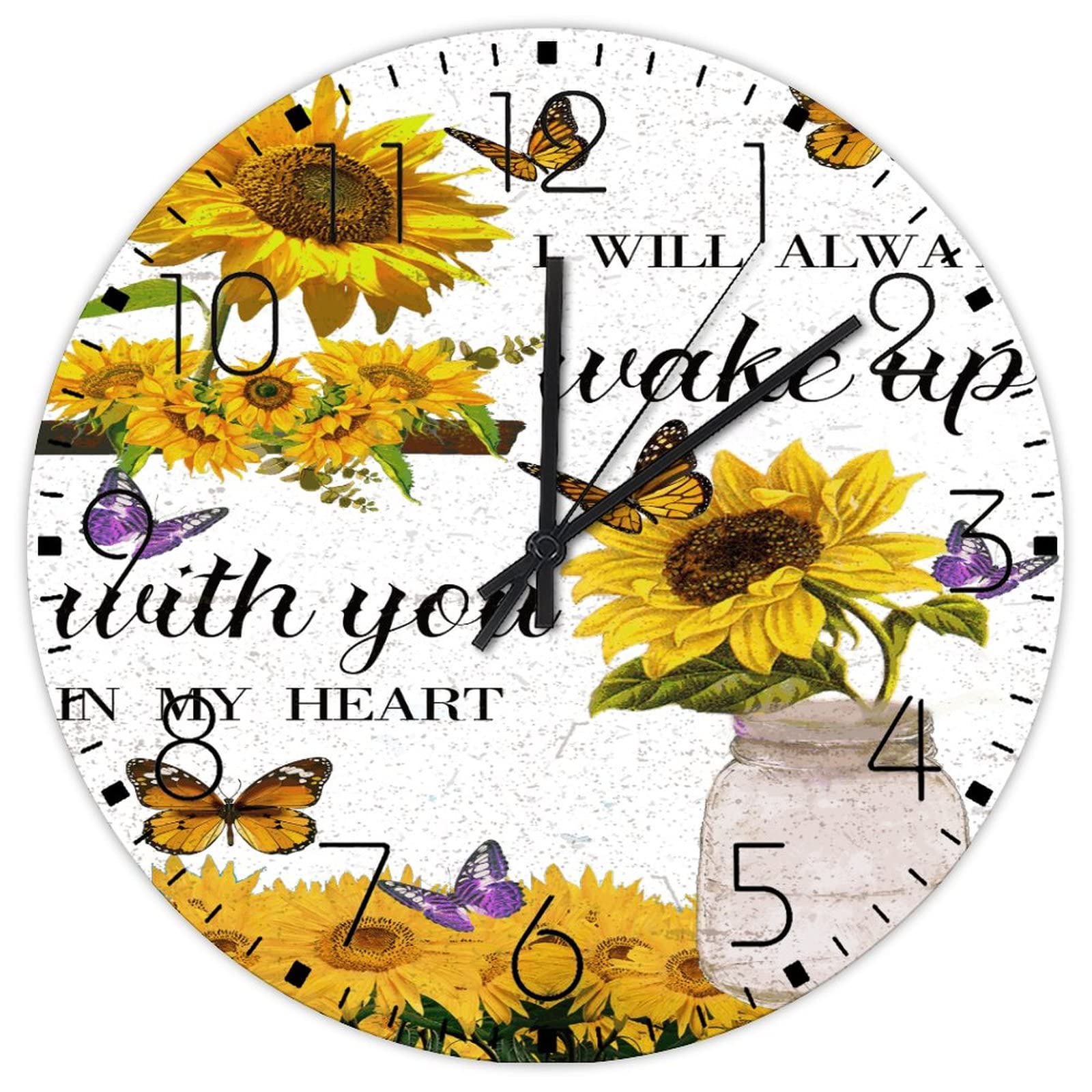 Horloge murale ronde en bois silencieuse sans tic-tac de 30 cm pour décoration murale d'église