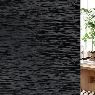 Haton Blackout Window Film, Black Out Sun Blocking Window Cover, Static Cling Frosted Privacy for Glass, Heat Control Darkening Room Coverings Shades Tint for Home Day Sleep, 17.5" x 78.7"