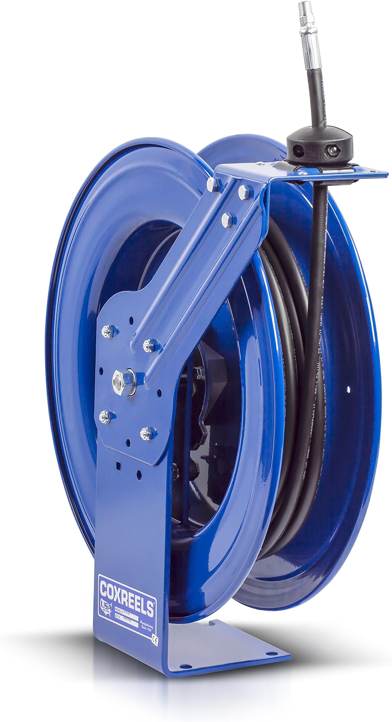 COXREELSHP-N-350 Heavy Duty Spring Rewind Hose Reel for Grease/Hydraulic Oil: 3/8" I.D., 50' Hose, 5000 PSI