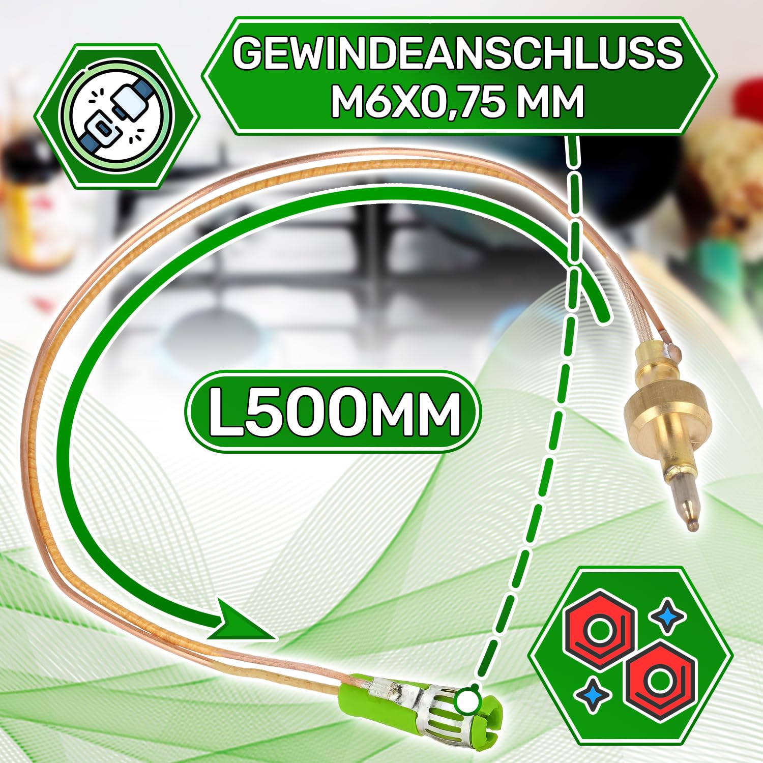 Termopara kuchenka gazowa z przyłączem magnetycznym 500 mm z oryginalnym kodem 3570140024 3570563027 3570653067 dla Zanussi - 5 lat - ONIX TECH