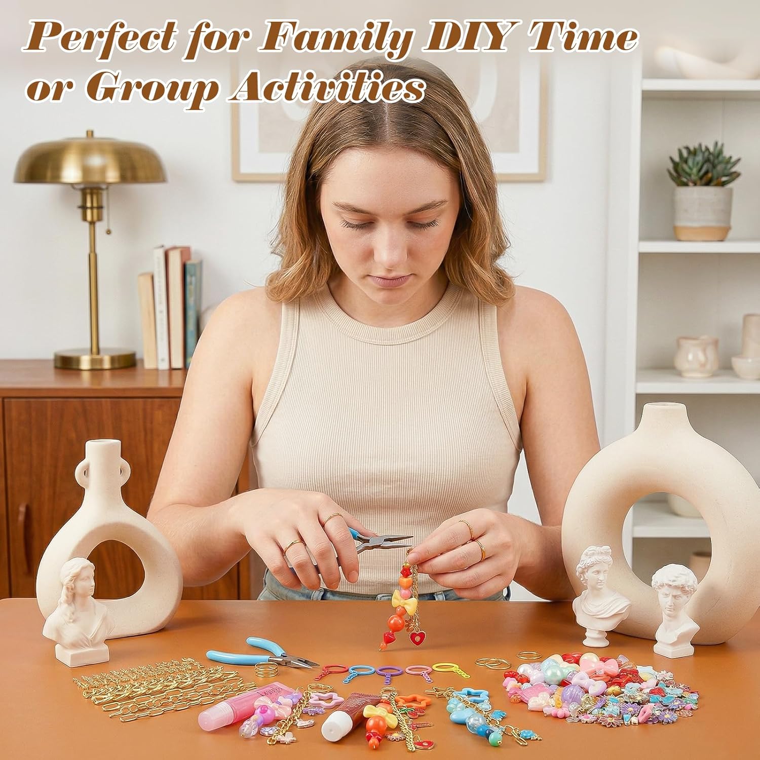 Ecoofor 364 Pcs Keychain Making Kit for Kids & Adults – Includes 20 Keychain Clips, 25 Extender Chains, 136 Charms, Beading Accessories, Jewelry Pliers – DIY Bag Charms & Jewelry Craft Kit Supplies