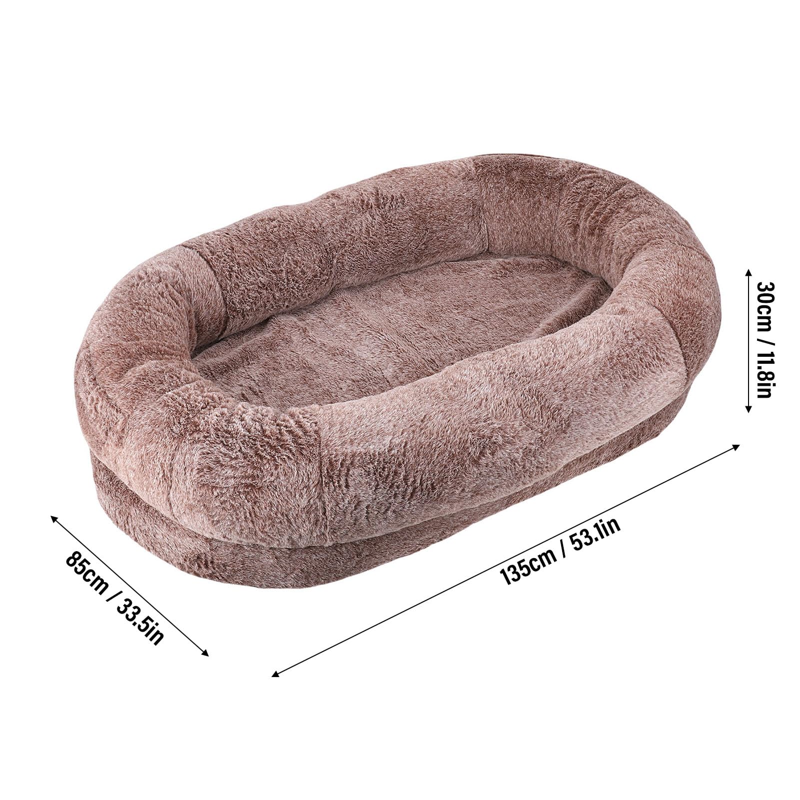 Dioche Legowisko dla Psa Wielkości Człowieka Duża Pluszowa, Zmywalna, Zdejmowana Sofa dla Zwierząt do Salonu Sypialnia Gradalny Kolor Kawy Ergonomiczne Wsparcie Antypoślizgowa Podstawa (135*85*30cm)
