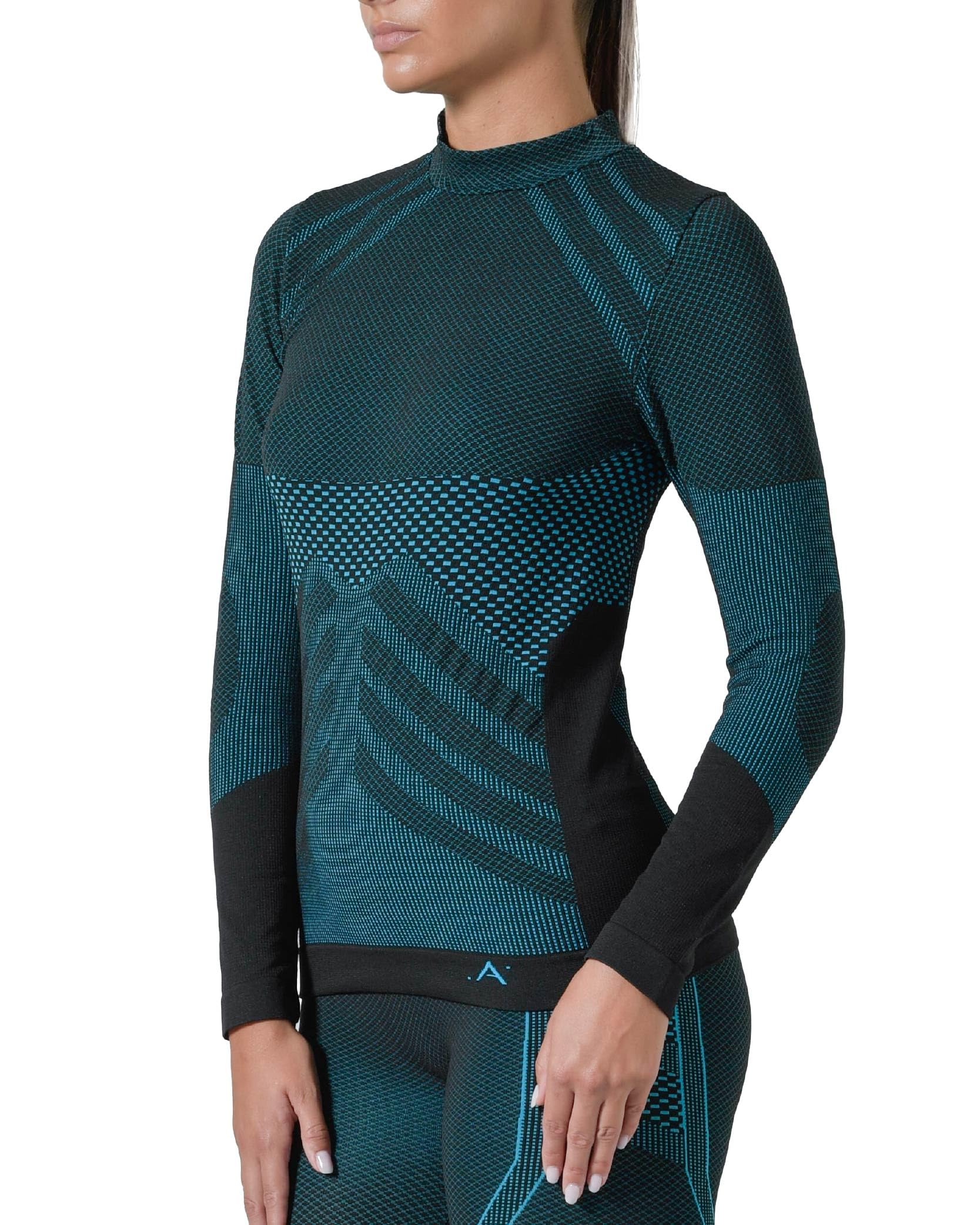 Risalti Maglia Termica Donna Manica Lunga Energy - Lupetto Traspirante a Compressione, Intimo Termico Senza Cuciture ed Etichette per Sci, Trekking, Running, Ciclismo - Made in Italy