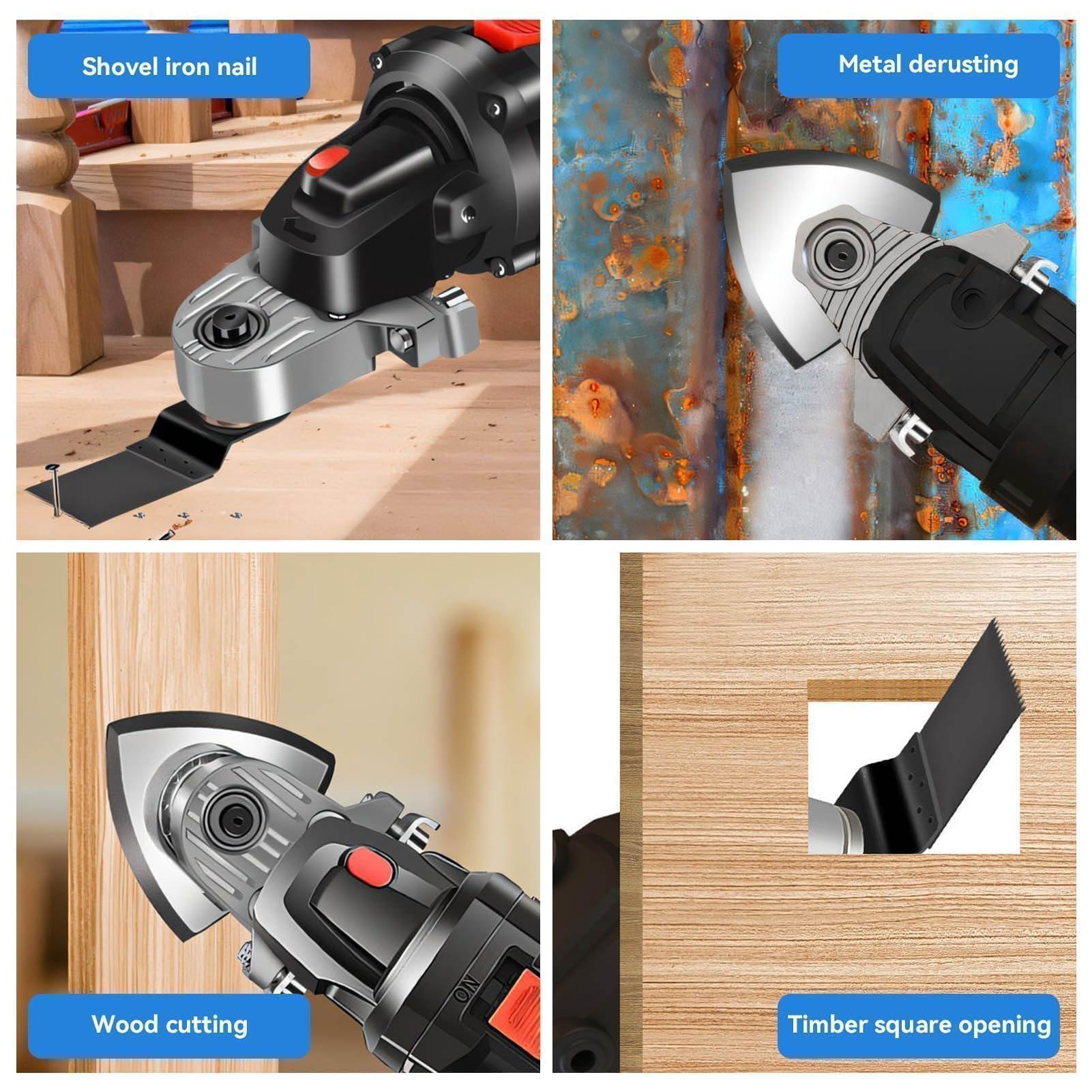 Haakse Slijper Oscillerende Adapter Set - Wolframstaal Converter Met Zaagbladen & Schuurpapier Voor Hout, Metaal & Muur