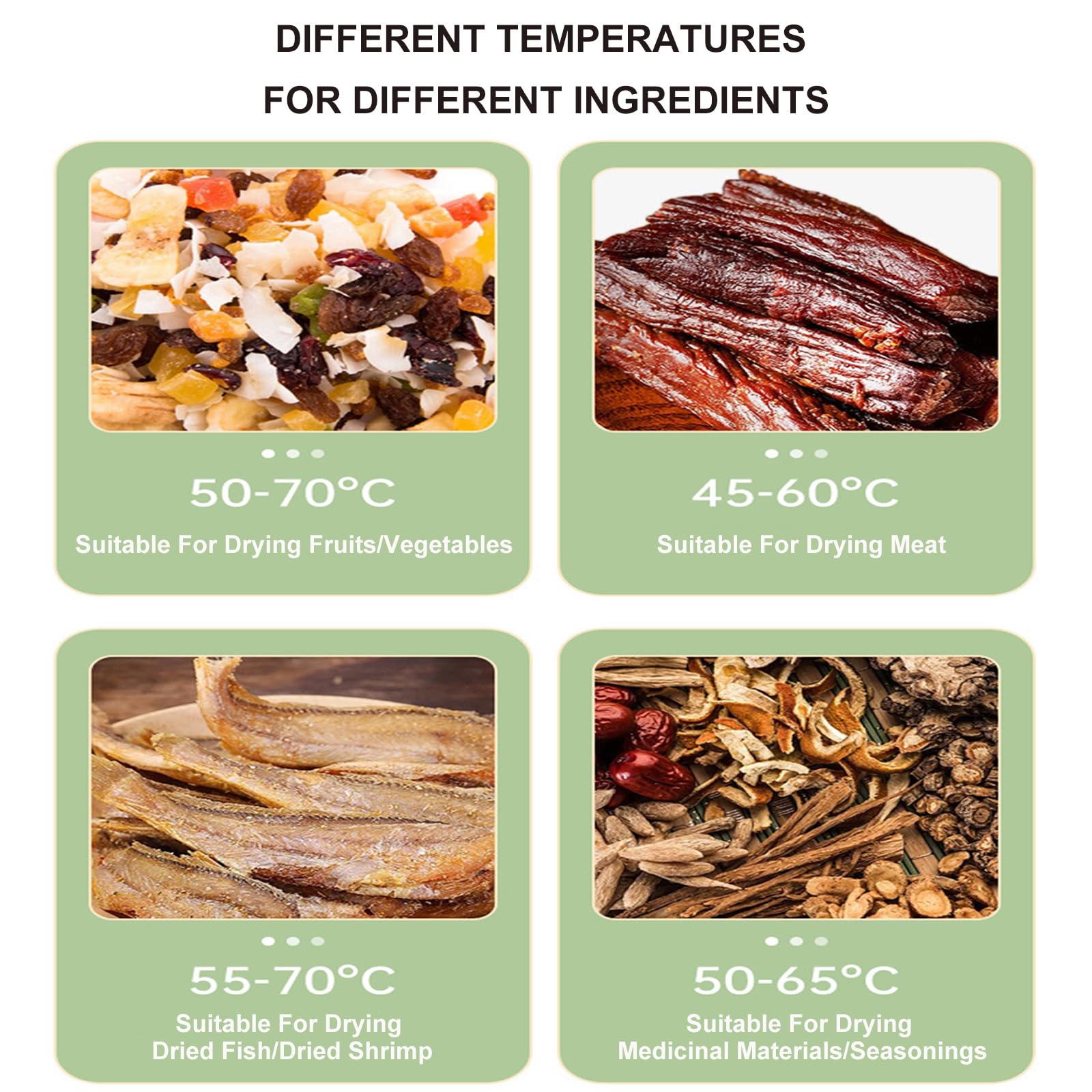 72h Temporizador de alimentos eléctrico deshidratador 400W, ajustable 95-158F control de temperatura, apilable 8 bandejas sin BPA para la preservación saludable de bocados de carne, fruta, carne y hie