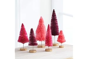 6-Piece Pink Bottle Brush Trees