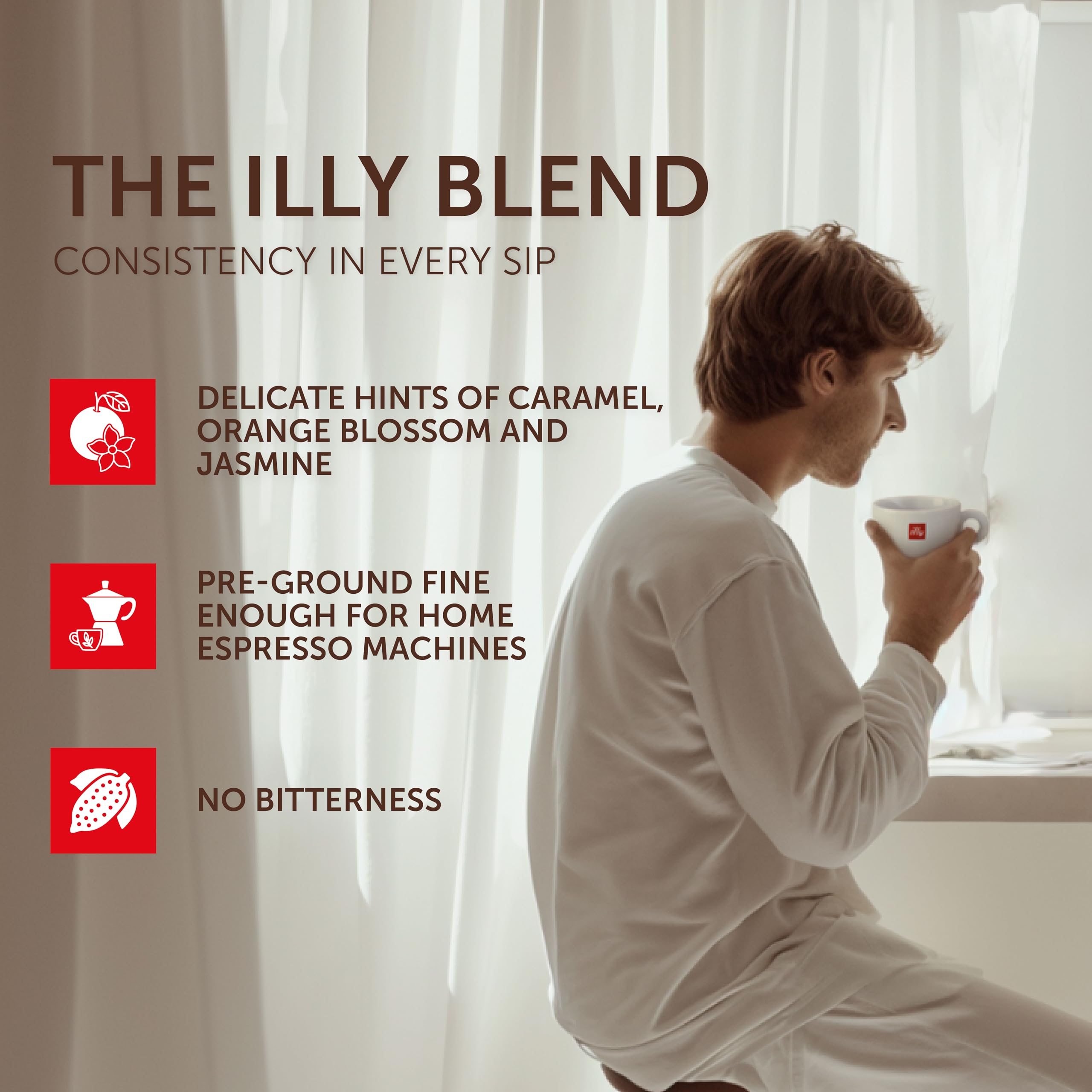 illy Kawa mielona do garnków na kubki CLASSICO palona, 100% Arabica z nutami kwiatu pomarańczy i jaśminu, miękki i słodki smak, 12 opakowań po 250 g (łącznie 3 kg)