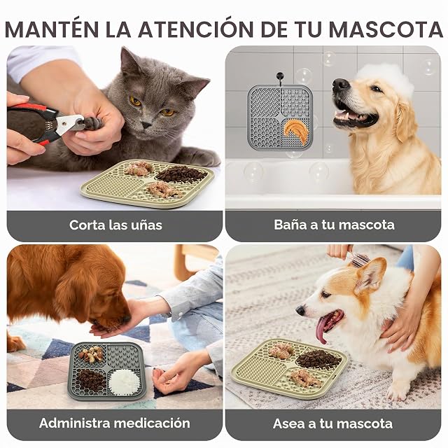 Foto 7 de 7 de BASVII 2 Alfombrillas para Lamer Perros y Gatos con Ventosas, 20 X 20 cm