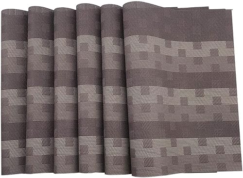 Miniatura 32 de Gugrida Juego de 6 manteles individuales de PVC, juego de 6 manteles individuales de PVC, color natural (6 piezas, hojas rojas) hoja-rojo,Hoja