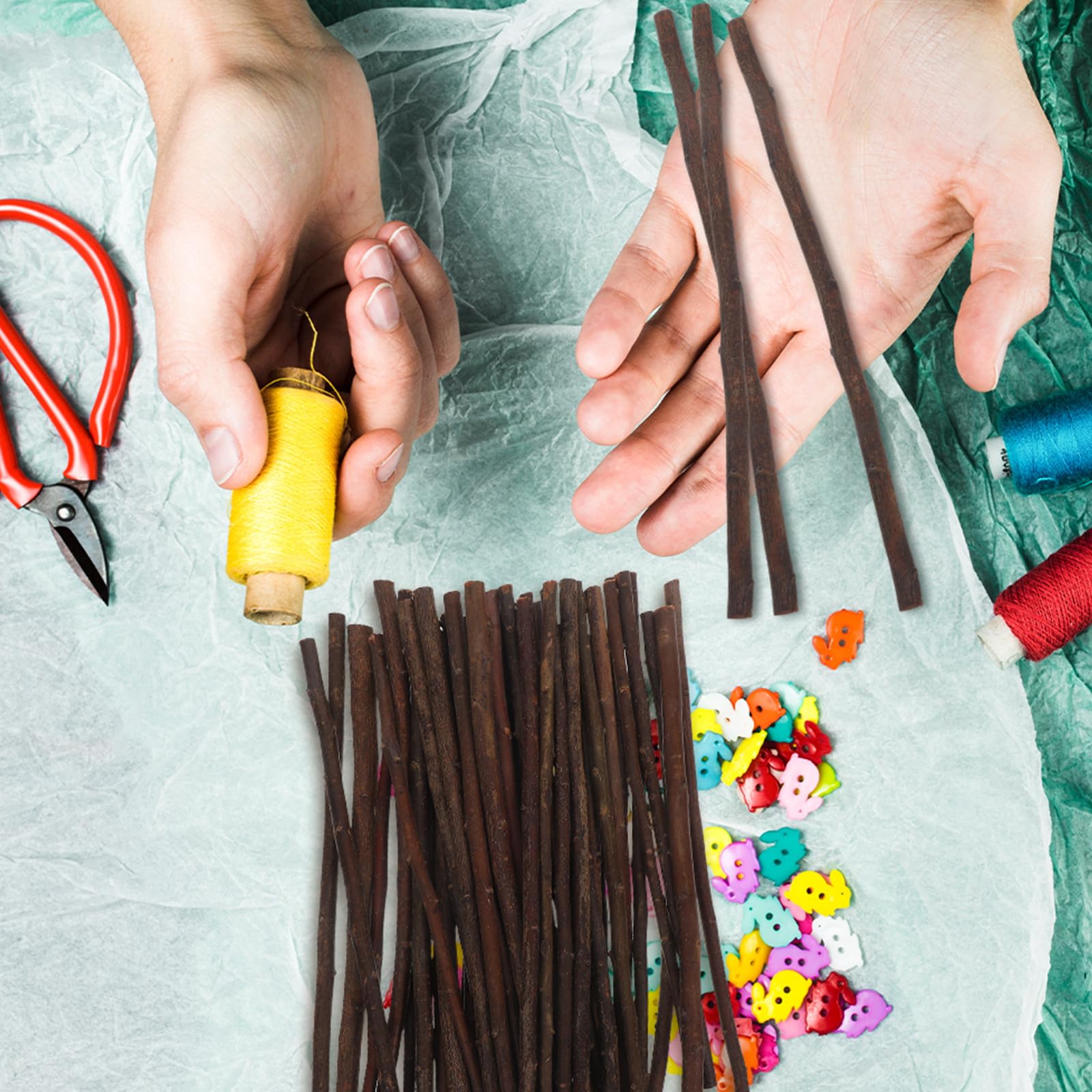 DOITOOL 50 Unidades Palitos de Madera para Manualidades DIY de Madera Natural Marrón, Redondos, Fáciles de Manejar y Resistentes, Ideales para Decoración de Jardín y Actividades Infantiles