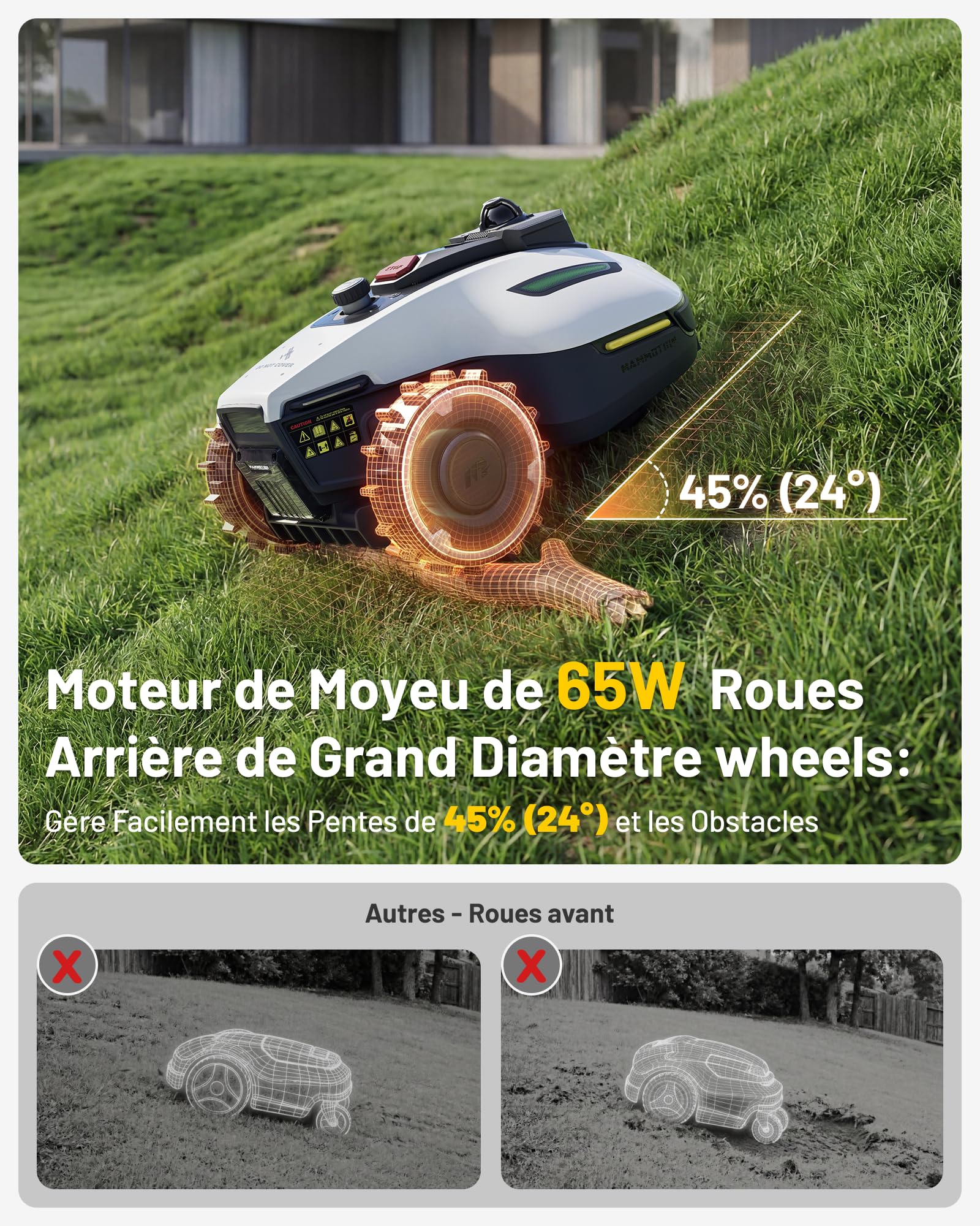 MAMMOTION YUKA Mini 2 800 LiDAR Robot Tondeuse avec Support de Lavage