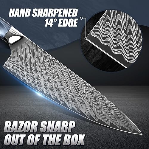 Miniatura 2 de Huusk Cuchillo de chef de 8 pulgadas, cuchillo de cocina japonés inoxidable con mango ergonómico y funda de resina, cuchillos de cocina afilados de