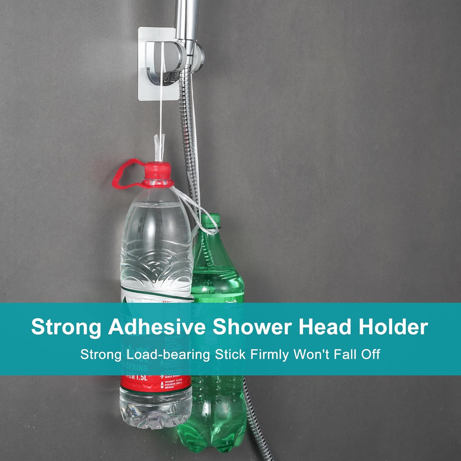 GwernKB RV Shower Head with Hose,5-mode High Pressure Shower Head with On Off Switch Water Saving for Camper, No Drilling Wall Mount Handheld Shower Holder and Adhesive Hose Guide Ring (Silver)