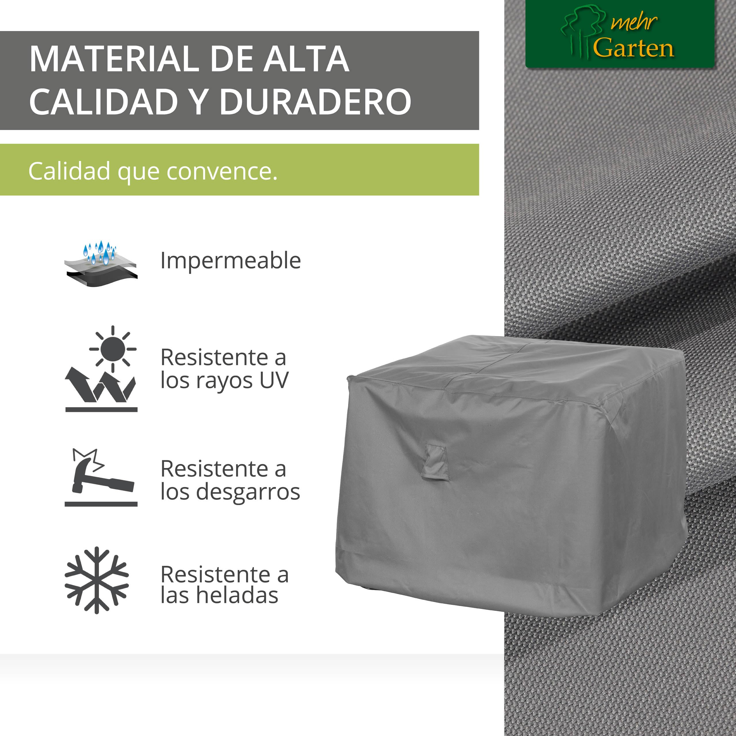 Funda protectora para tumbona de jardín | 85 x 85 x 80 cm | Poliéster tejido Oxford 600D, color: gris