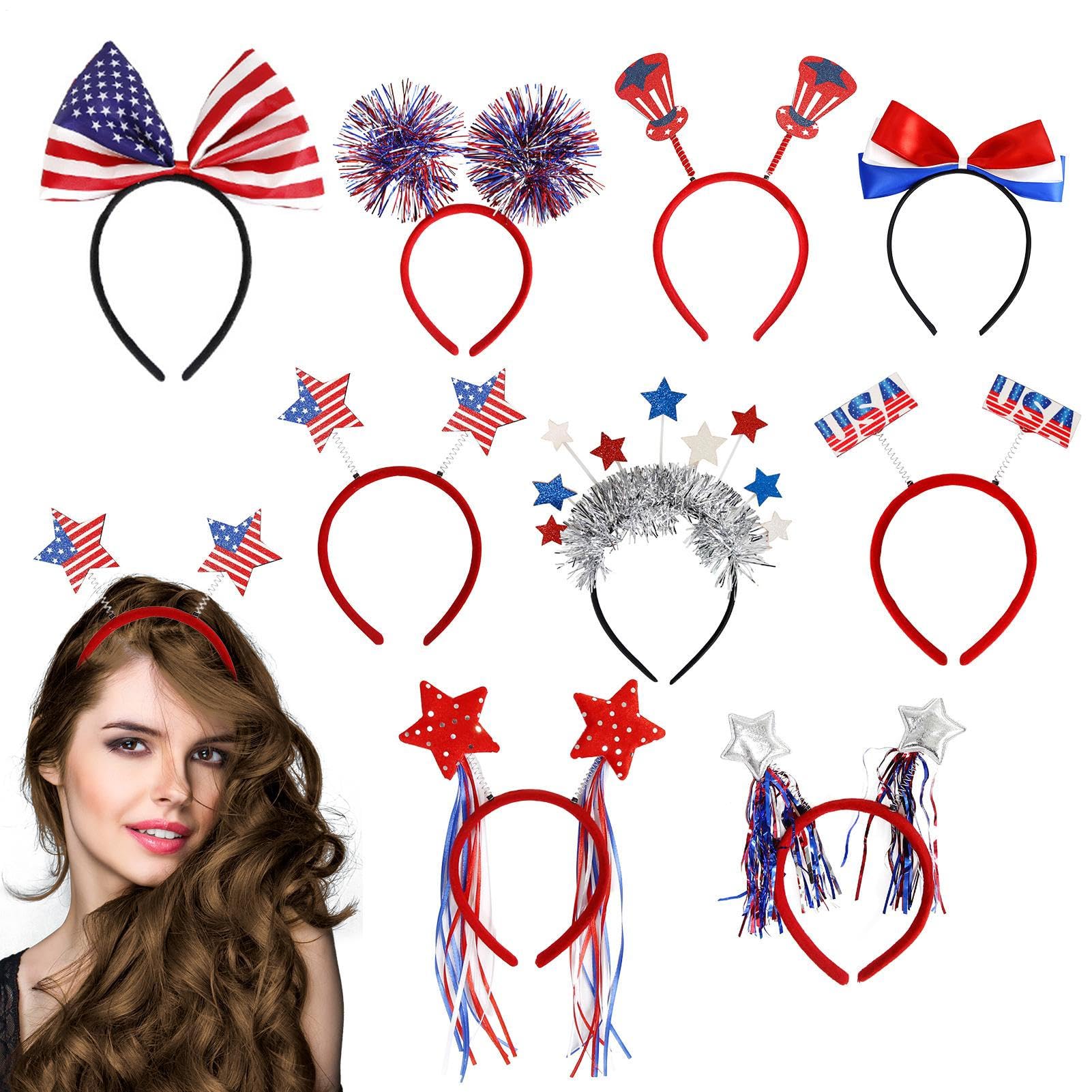 Diadema del Día de la Independencia y accesorios para el cabello de la bandera de EE. UU. 8