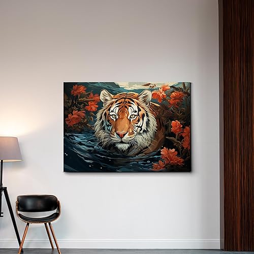 Miniatura 3 de Tiger Art Print, Jungle Illustration, Animal Wall Art, Safari Animals, Tigers Poster, Tropical Wall Decor, Jungle Print, Tiger Swimming, Tiger Art
