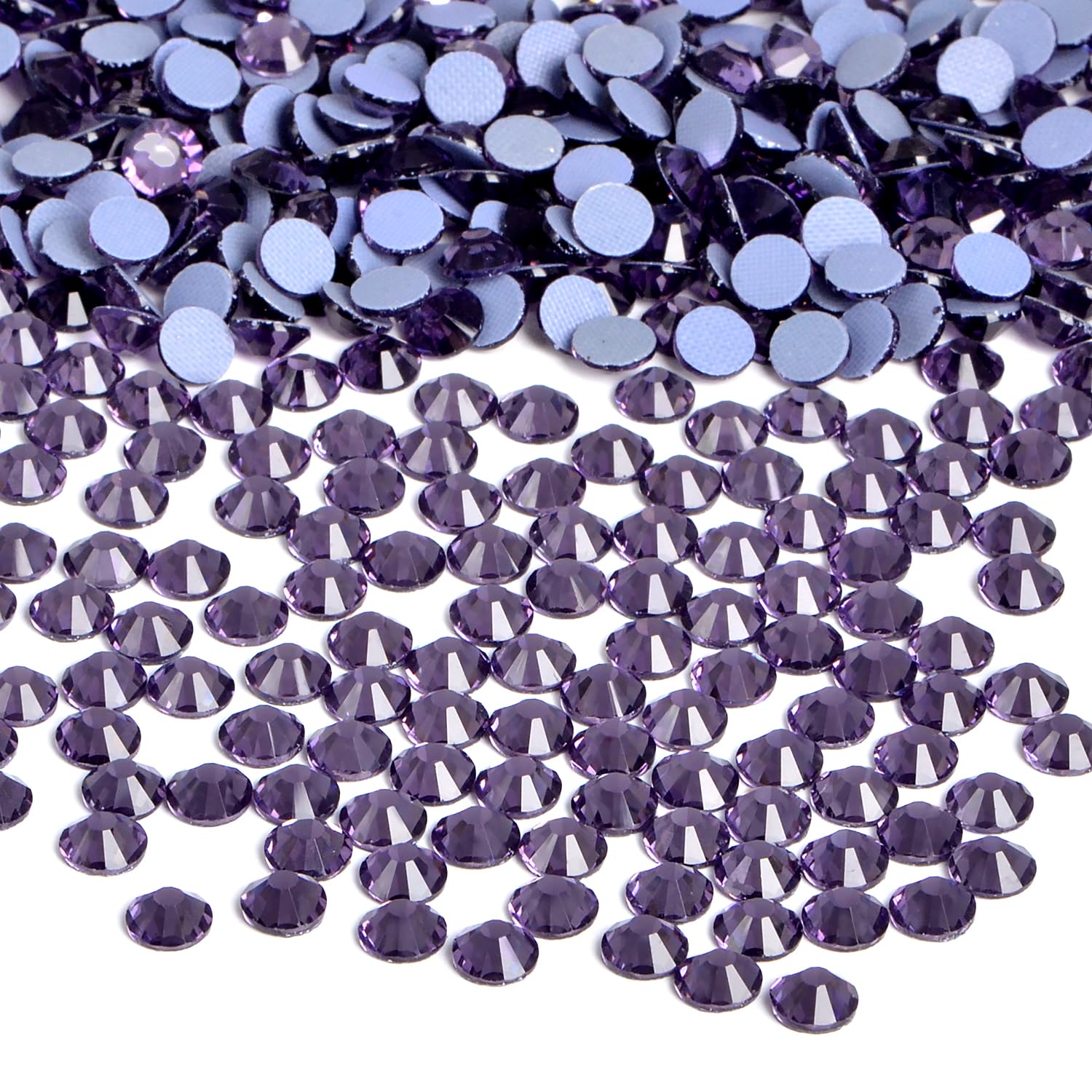 Bymitel Hotfix Crystal Rhinestones Round Gems Iron on DIY Jewelry Making Flat Back for Crafts,Tazanite, 1.6mm(SS4/2880pcs)