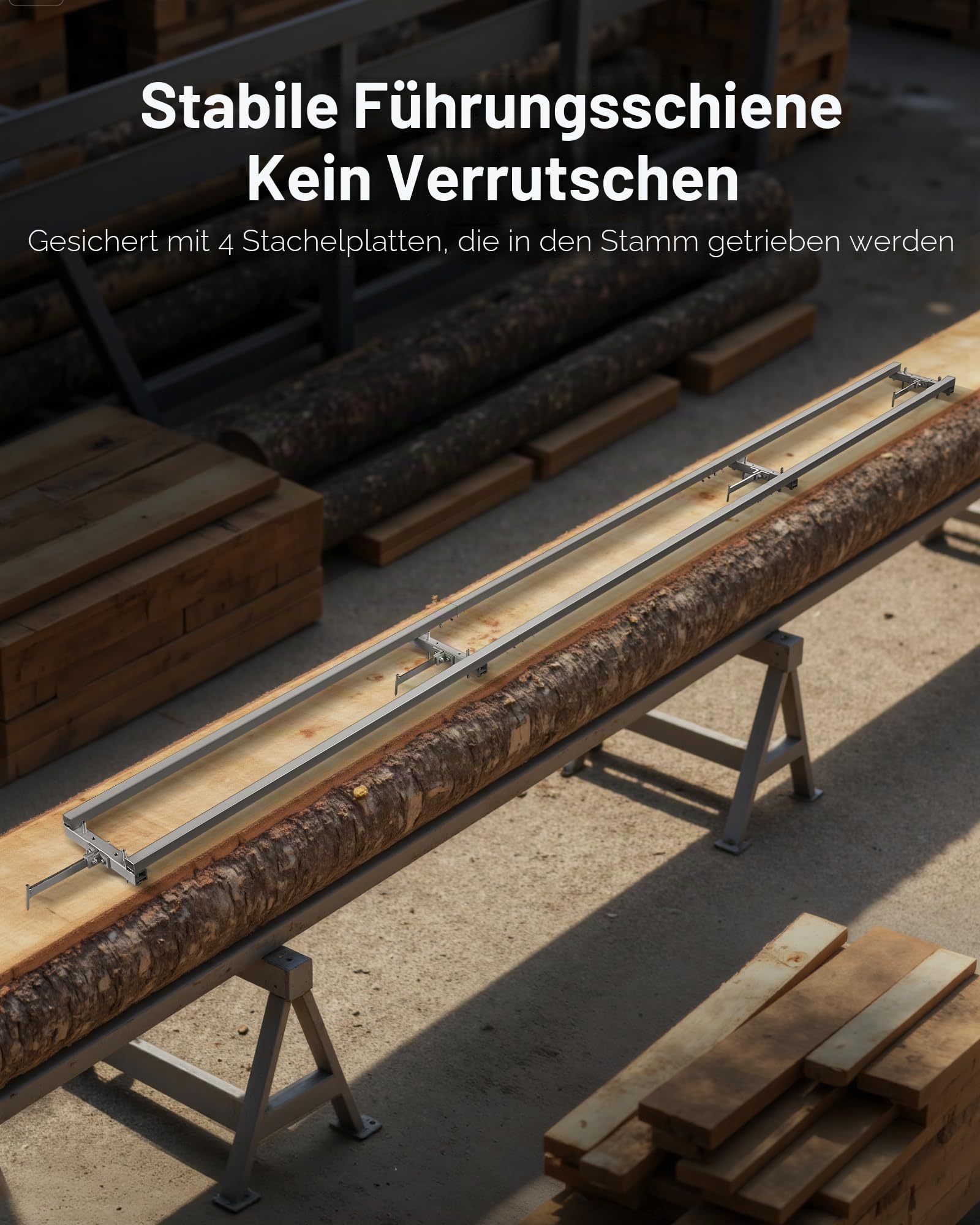 VEVOR 3,66m Sägewerk-Schienenführungssystem, 4 Querbalken-Kettensägenfräs-Kits, Alu-Sägefrässchienensystem für Kettensäge, 2 Keile, Schienenfräsführungs-Kit für Bauarbeiter & Holzarbeiter