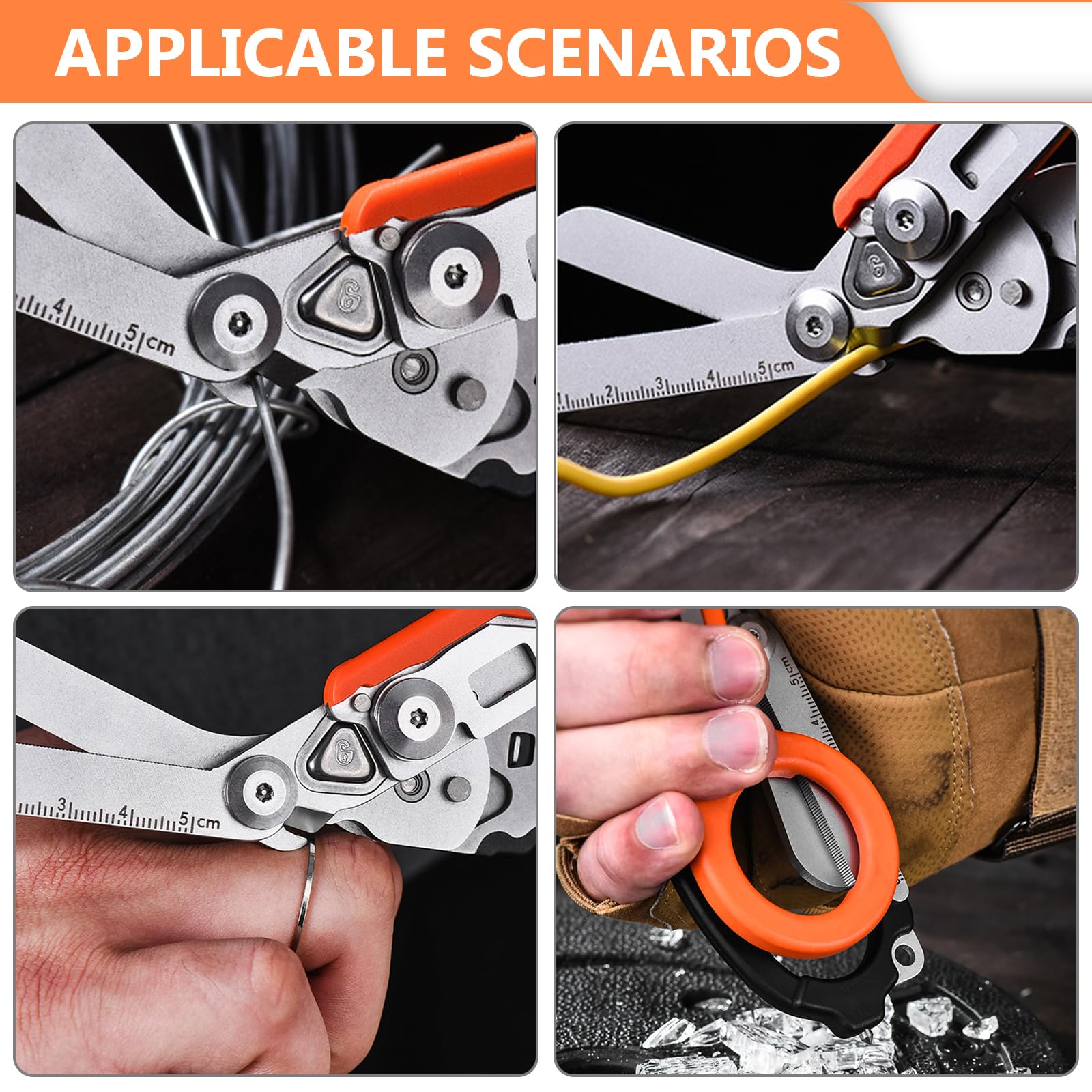 Forbici da trauma: forbici multitool con 6 funzioni pratiche, forbici di emergenza, pinza pieghevole in acciaio inox per uso professionale in soccorso o attività quotidiane