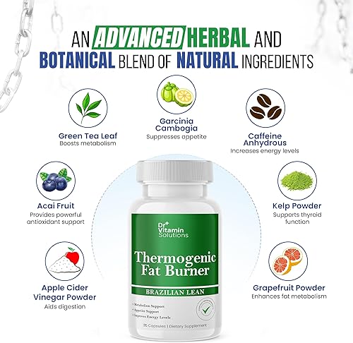 Miniatura 3 de Quemador de grasa termogénico - Vitaminas brasileñas para pérdida de peso, reductor de cintura y suplementos para hinchazón (1 botella, 35 cápsulas)