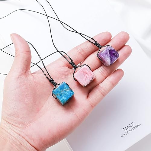 Miniatura 2 de Runyangshi Collar con colgante de cuarzo de cristal de curación natural, piedras pulidas y talladas de 0.59"-0.78" (1.5-2 cm), amuleto de energía de