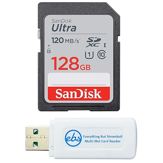 SanDisk 128GB SD Ultra Memory Card for Waterproof Camera Works with Olympus Tough TG-6, TG-5, TG-4, TG-3, TG-870 (SDSDUN4-128G-GN6IN) Plus (1) Everything But Stromboli SD Card Reader
