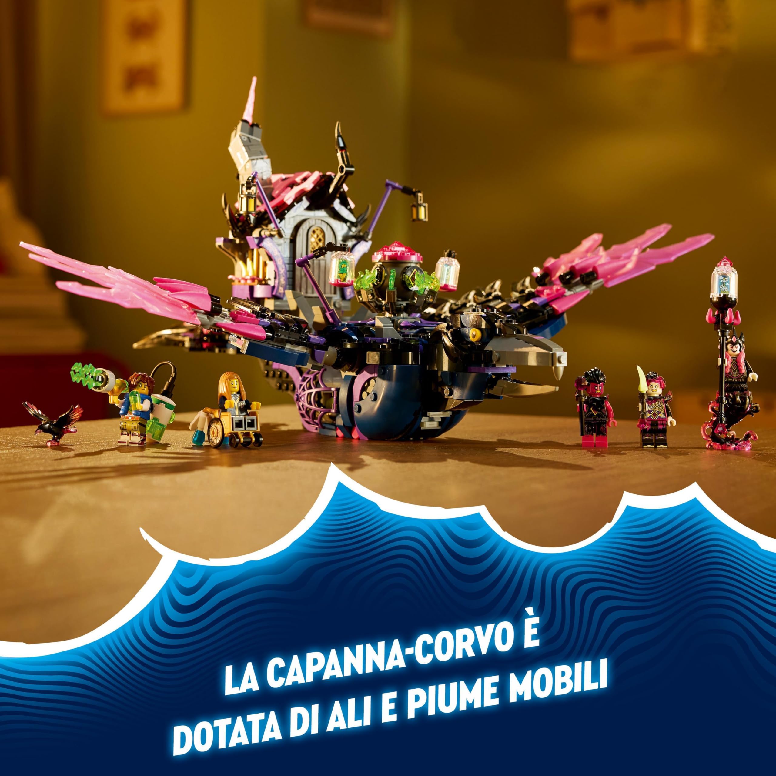 LEGO DREAMZzz 2 in 1 Corvo di Mezzanotte della Mai-Strega, Giocattolo d'Avventura Trasformabile in Casa o Ragno, Giochi Creativi per Bambini e Bambine da 9 Anni con 6 Personaggi, Idea Regalo 71478