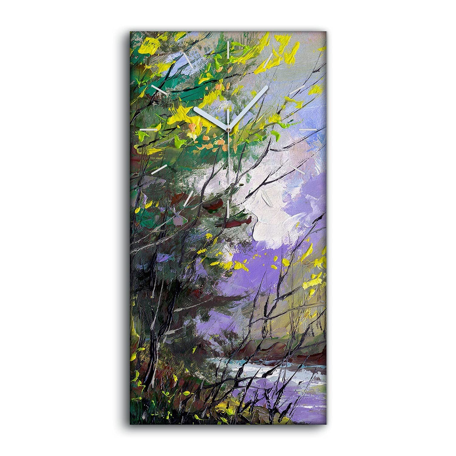 Horloge sur Toile Paysage d'Automne 30x60cm Art Moderne Salon