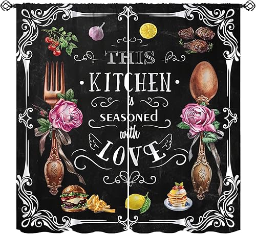 Miniatura 28 de Cortinas rústicas de cocina de granja, hojas verdes florales de primavera, cortinas retro de tablones de madera campestre para dormitorio, comedor,