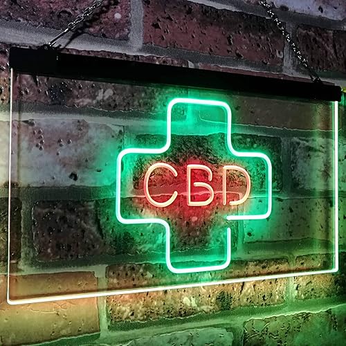 Miniatura 3 de ADVPRO CBD Sold Here Medical Cross Interior Dual Color LED Neon Sign Verde y Rojo 12 x 8.5 pulgadas st6s32-i3083-gr