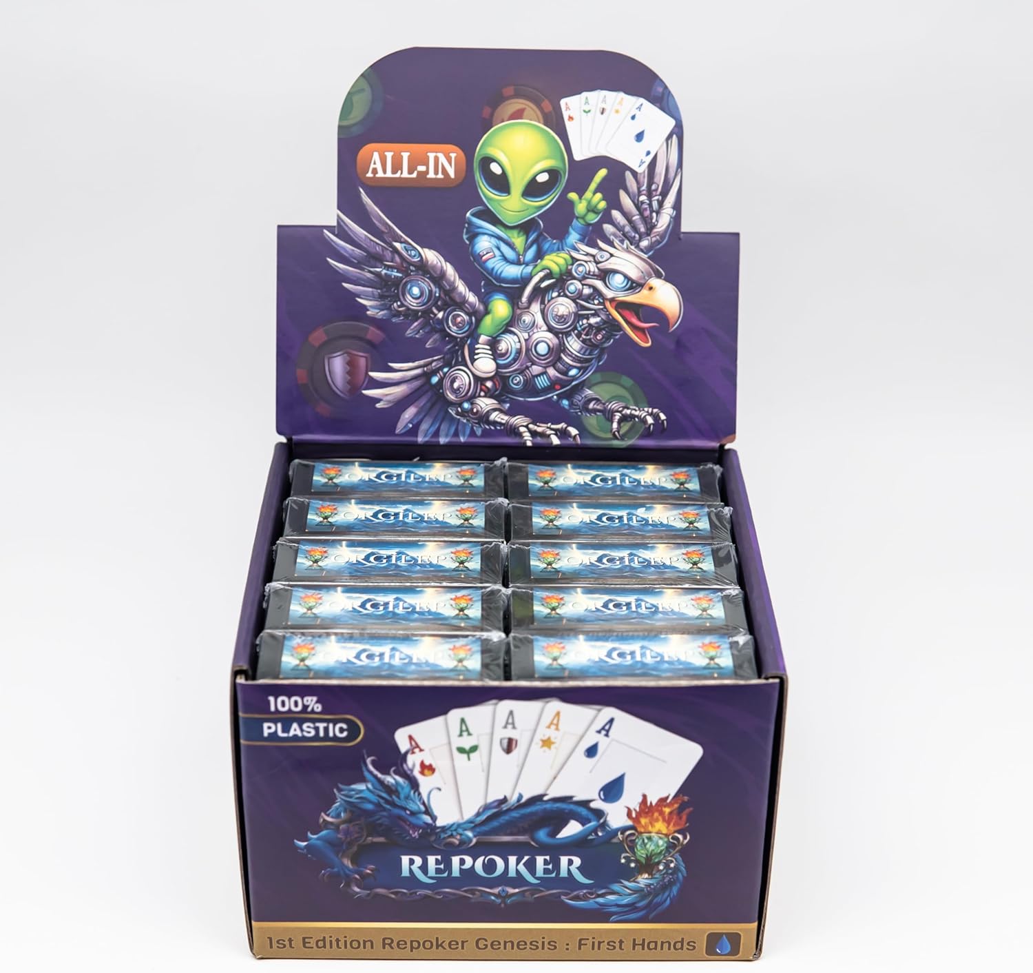 Premium Poker Cards (White and Black Edition) – 10-Deck Display Box | 65-Card Decks | 100% Plastic | Ideal for Stores, Distributors, Gifts, Collections & Game Rooms | Waterproof & Durable (WHITE)