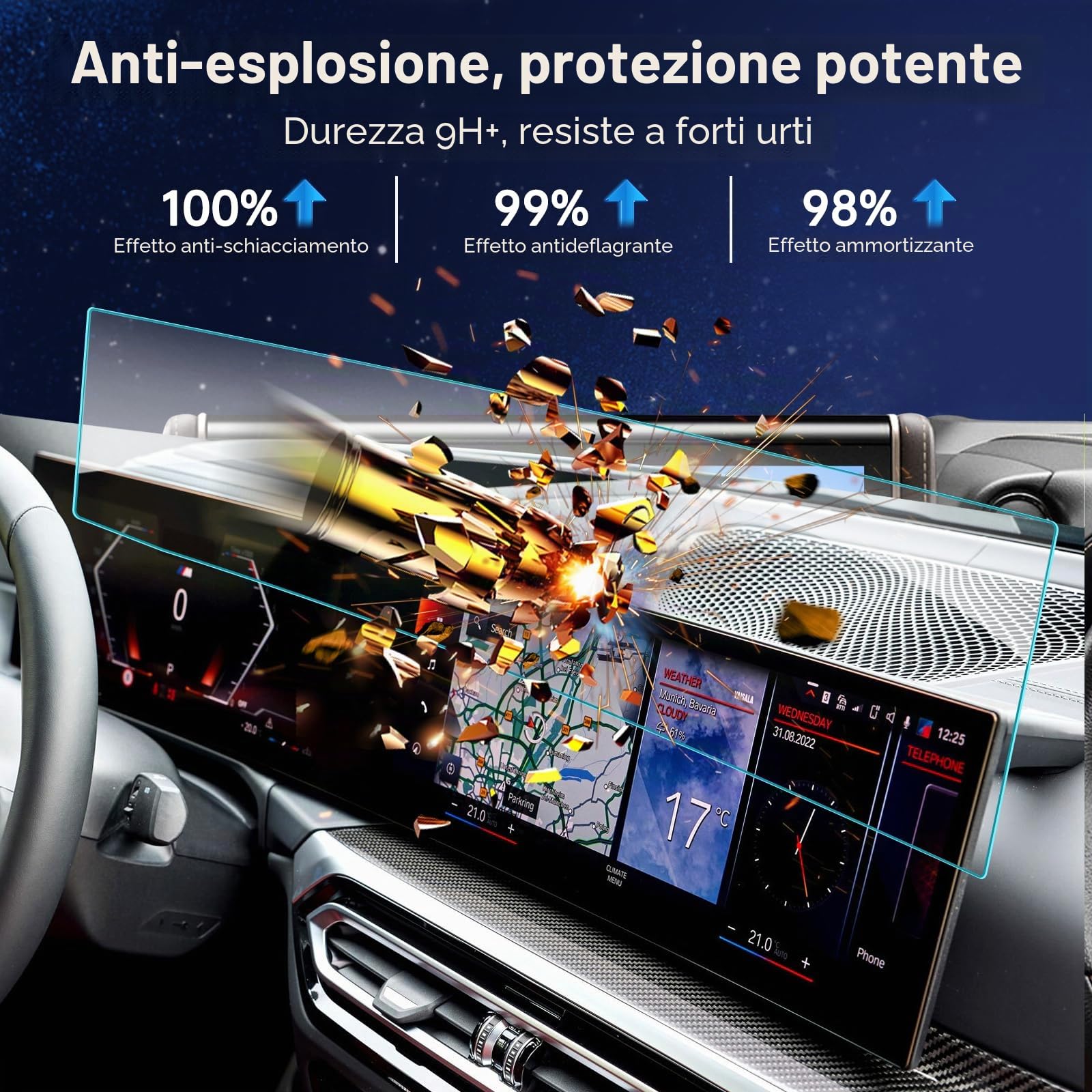 SHAOHAO Pellicola Protettiva Compatibile con BMW 3er G20 G21 2023-2025 Auto Navigation GPS Trasparente Antigraffio 9H Temperato BMW G20 Accessori