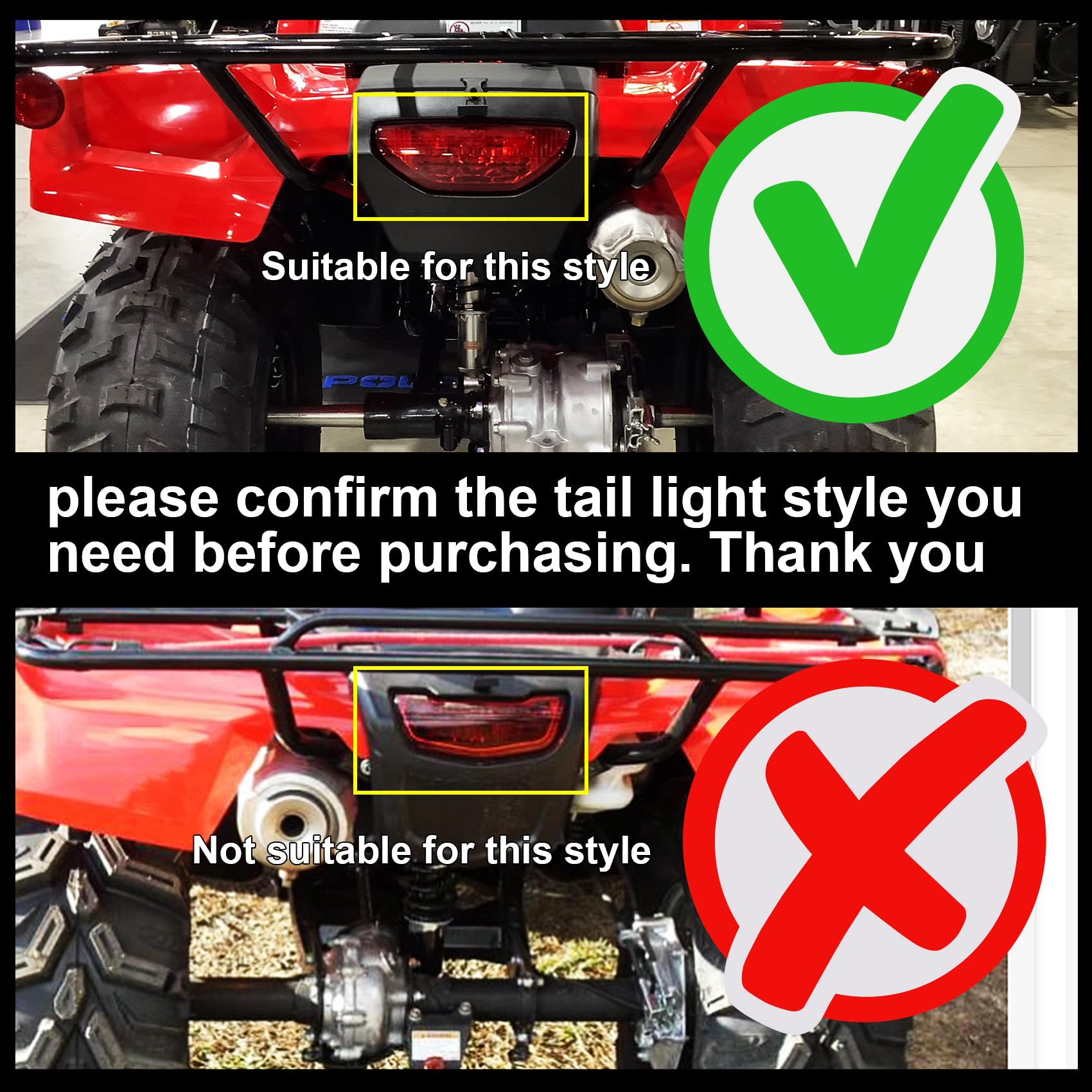 Cavauu ATV Motorcycle LED Tail Light Waterproof for Honda TRX LED Brake Lamp Replaces# 33700-HN1-A71 Compatible with Honda TRX 250 300 400EX Rancher 420 TRX400X 500 700 (1 PCS) (Black)