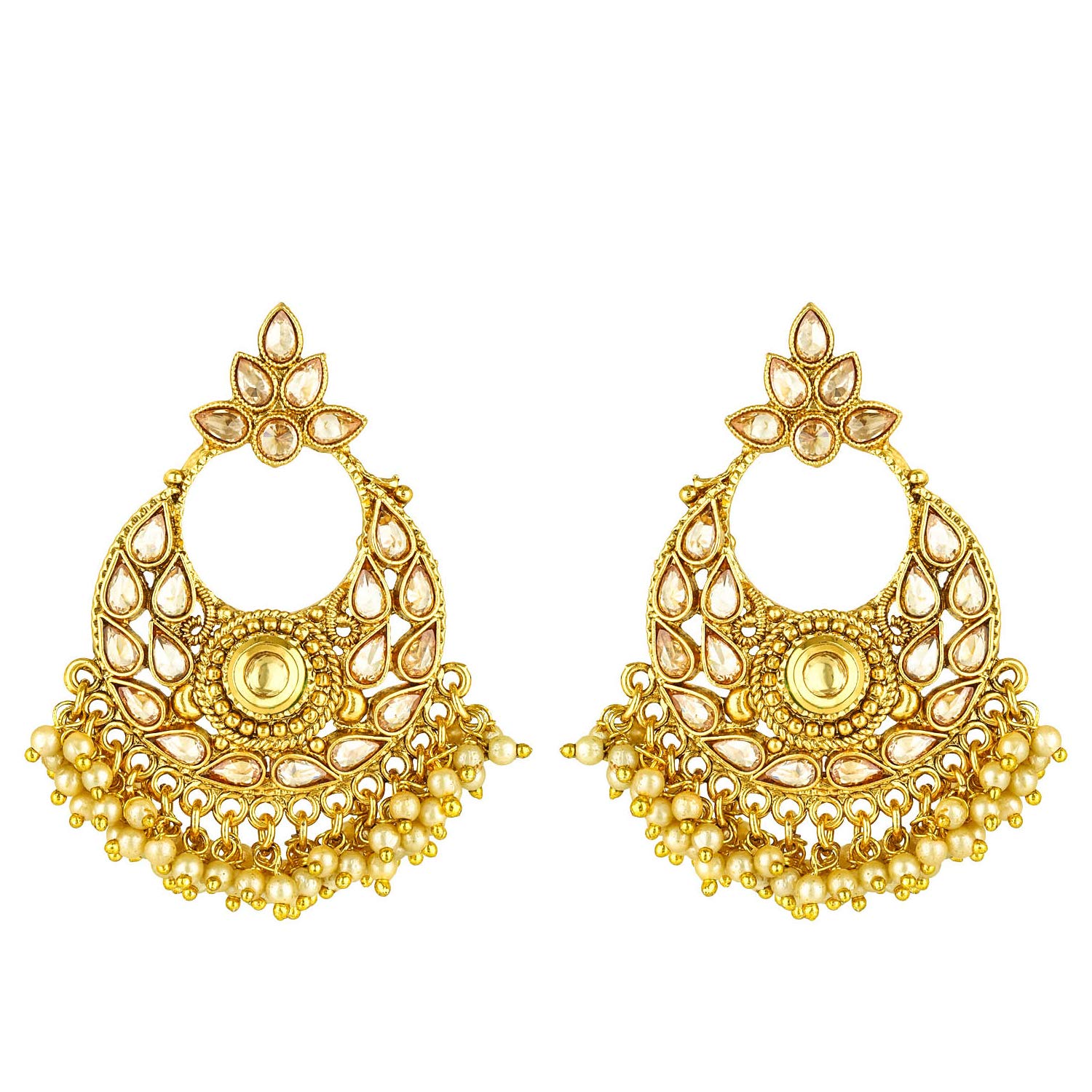 Yellow Chimes Ethnic Traditional Moti Kundan Jadau Chandbali Earrings for Women and Girls (B07LD46SXY) Amazon Price History, Amazon Price Tracker
