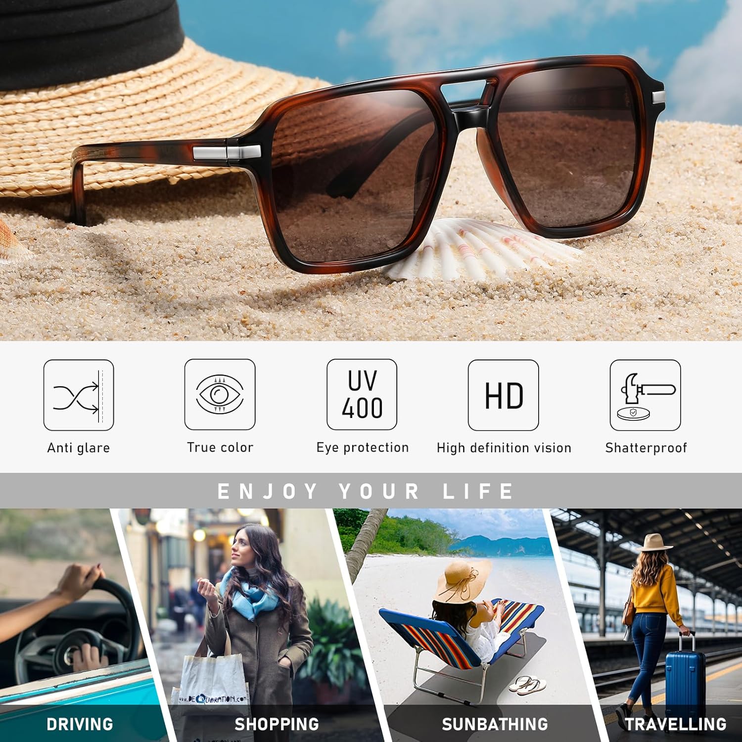 Night Vision Driving Glasses Polarized Anti-glare, HD Yellow Tinted Glasses for Women Men - Image 6