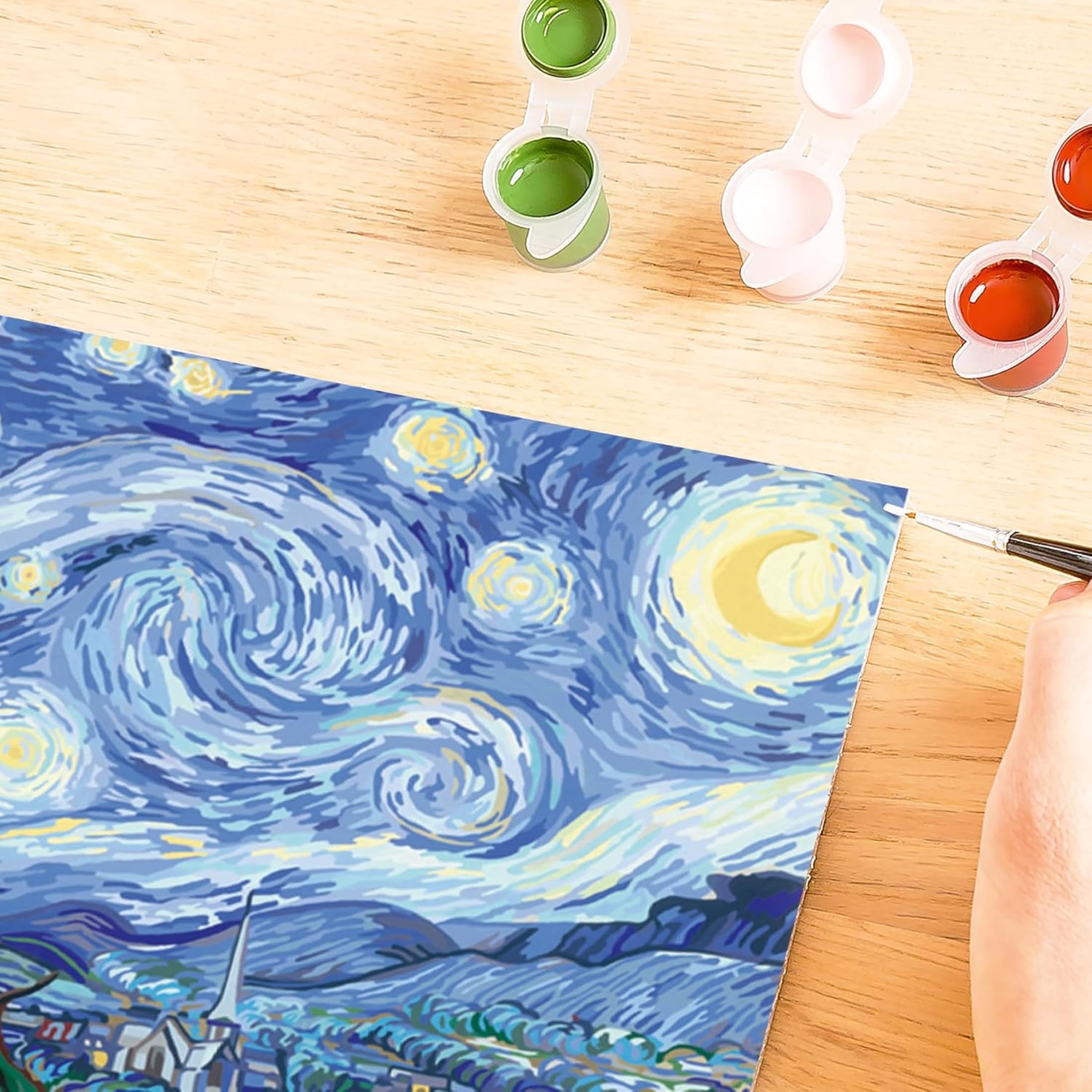 Ravensburger - CreArt ART COLLECTION Van Gogh: Notte stellata, Kit per Dipingere con i Numeri, Contiene Tavola Prestampata 30 x 40 cm, 2 Pennelli, Colori e Accessori
