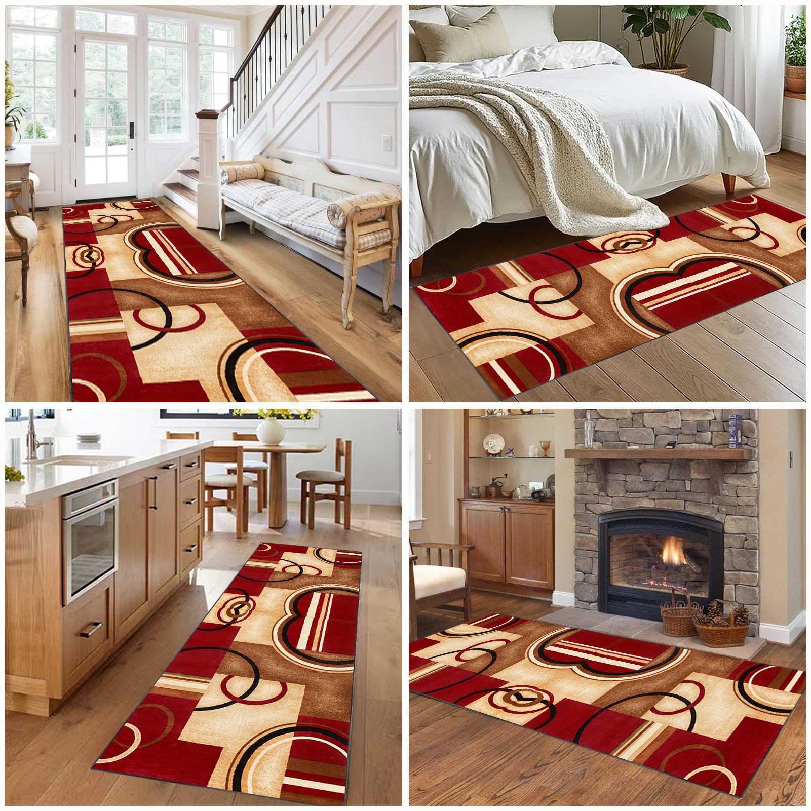 Tappeto Passatoia Cucina 40x450 Cm Assorbente - Runner Antiscivolo Per Corridoio, Lavabile, Design Moderno Geometrico