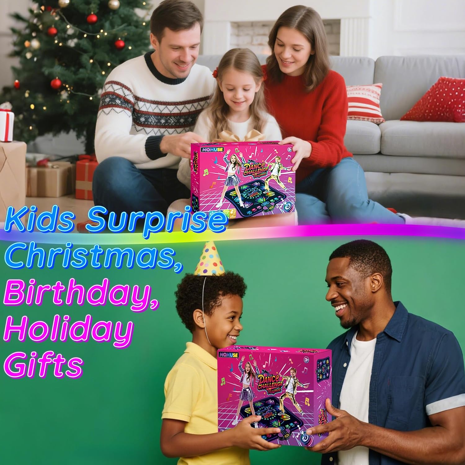 MOMUSE Kids Dance Mat with Display & Lockable Levels, 2 Challenge Modes Electronic Dance Pad 6 Volume Levels Built-in Music Toy Musical Mat, Christmas Birthday Gift for 3-12 Years Girls Boys - Image 6