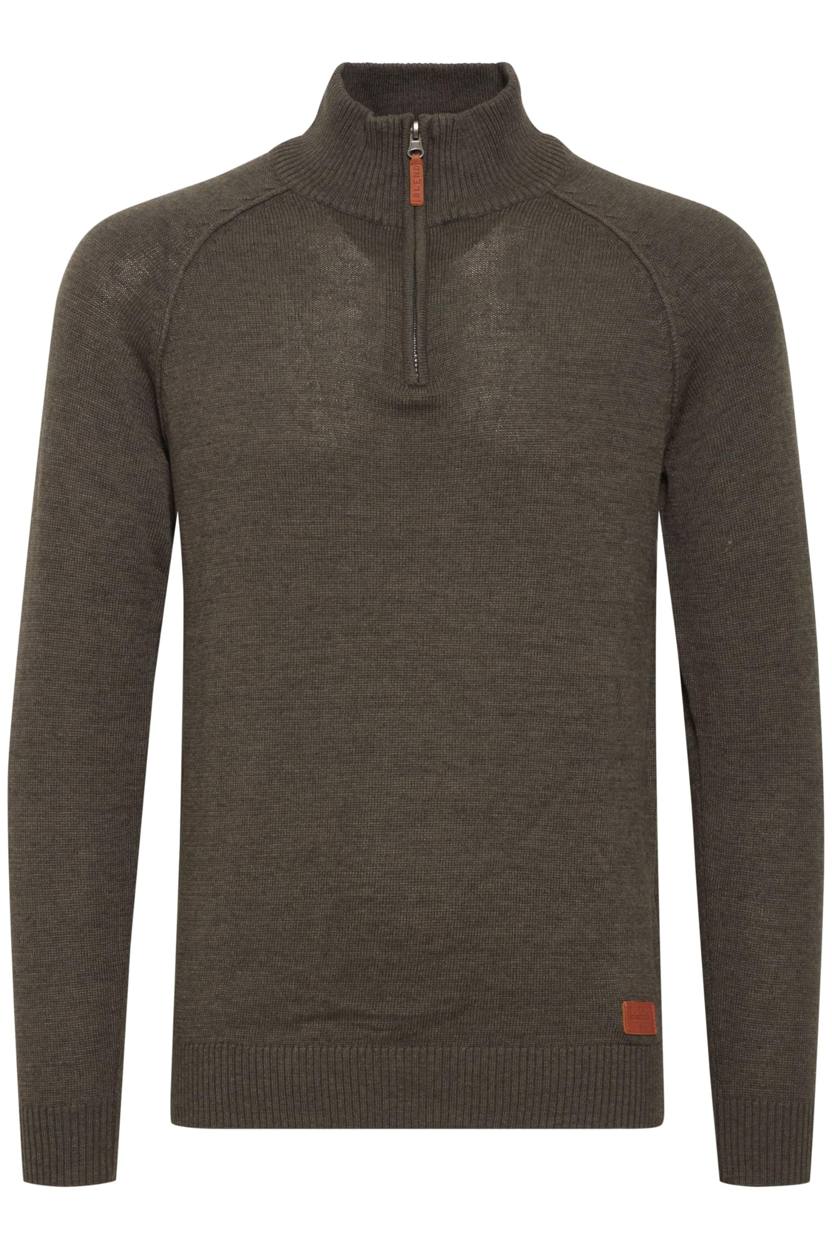 Blend BHDanovan Herren Strickpullover Troyer Feinstrick Pullover mit Troyerkragen Reißverschluss Rippbündchen Baumwollmischung Regular fit