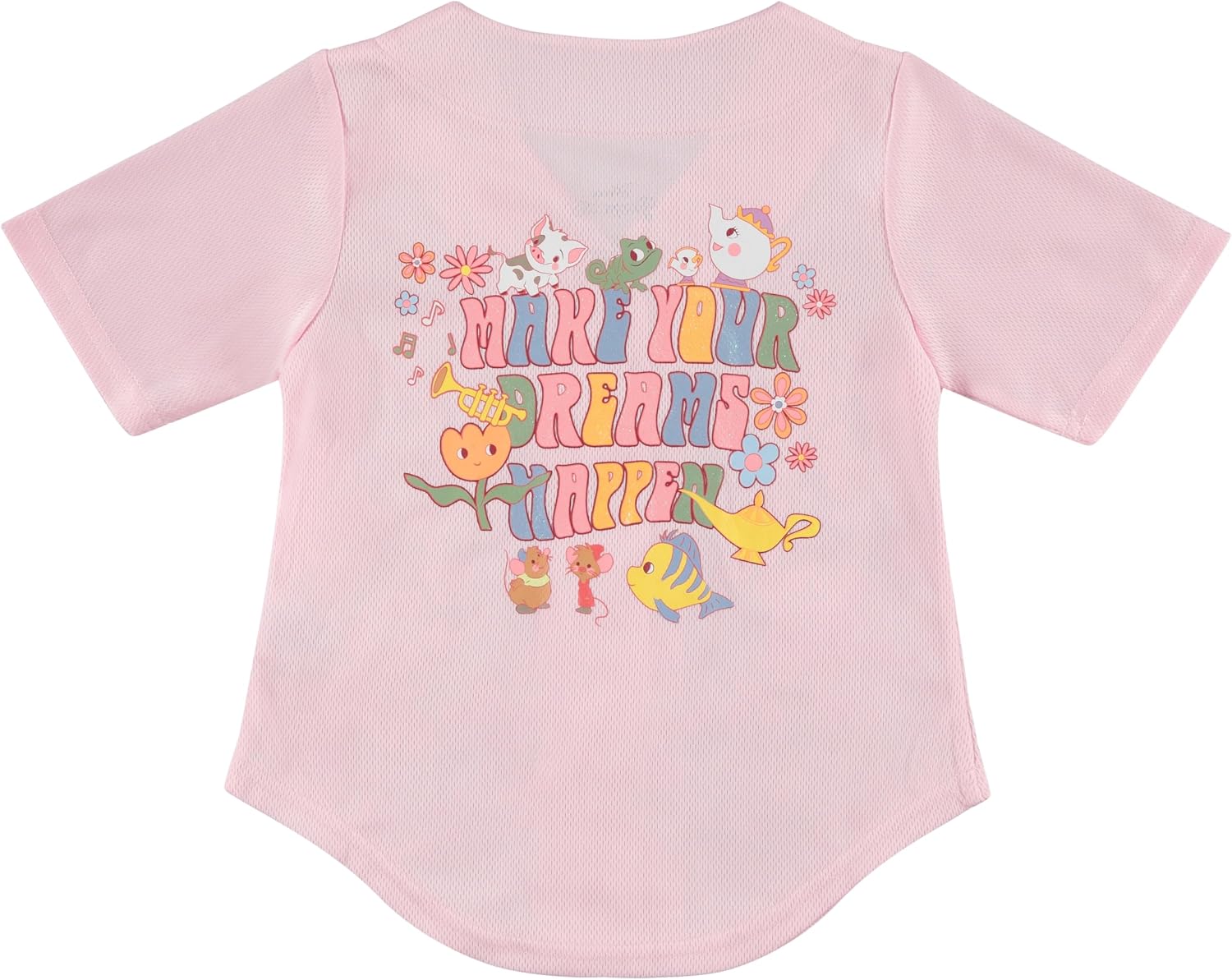 Disney Girls' Disney's Girls Princess Group Baseball Jersey Mesh Button Down Shirt